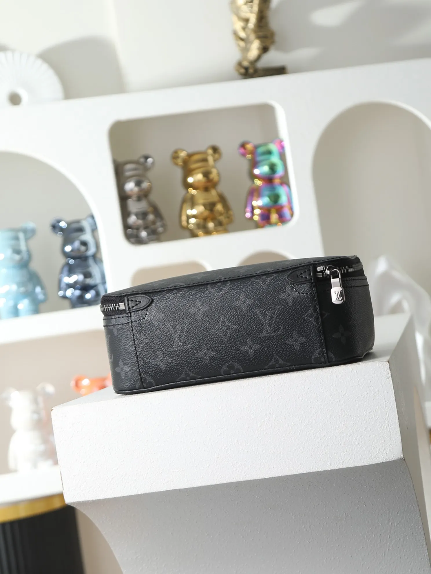 Louis Vuitton Black Suitcase Travel Lightweight Leather