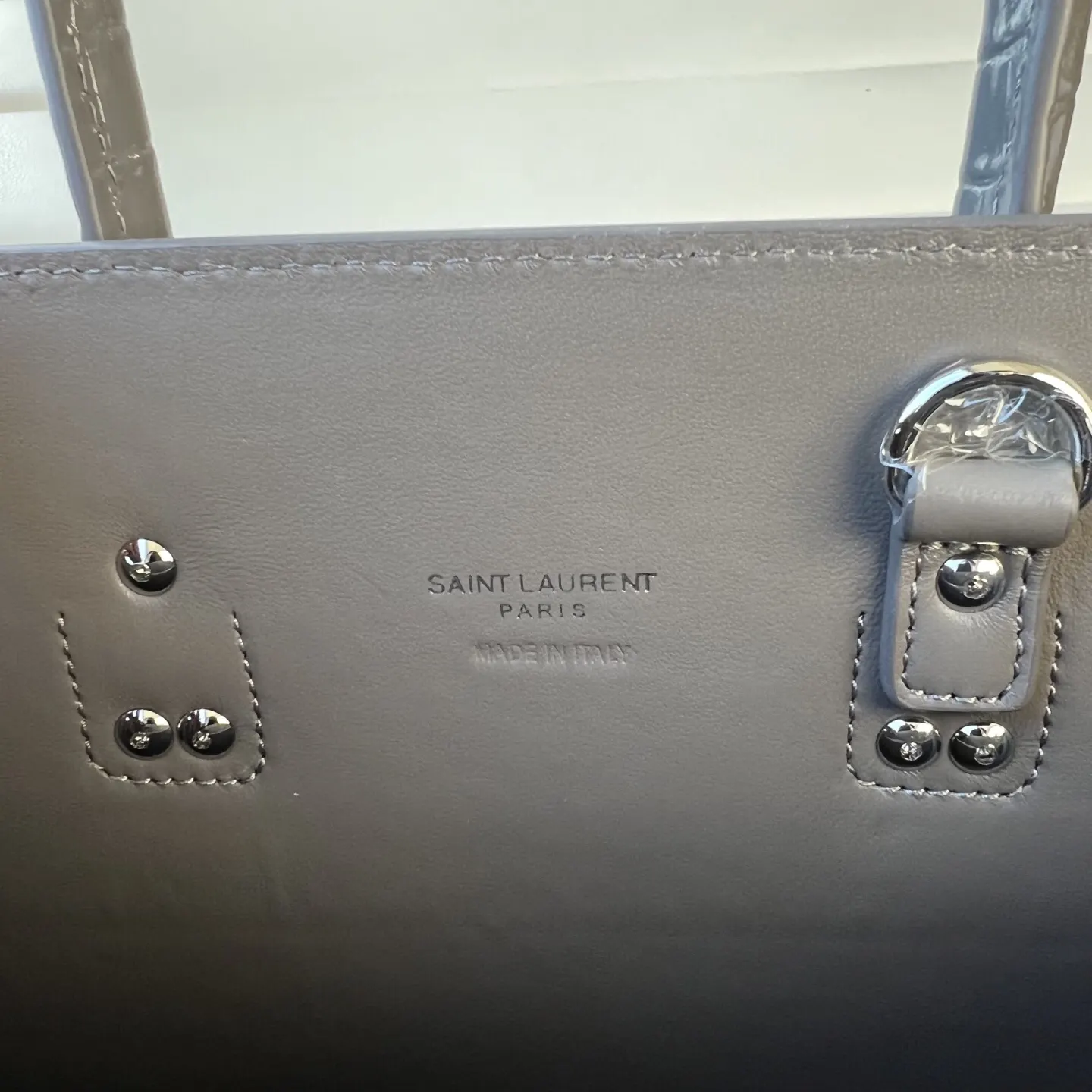 Silver Clutch Bag Leather