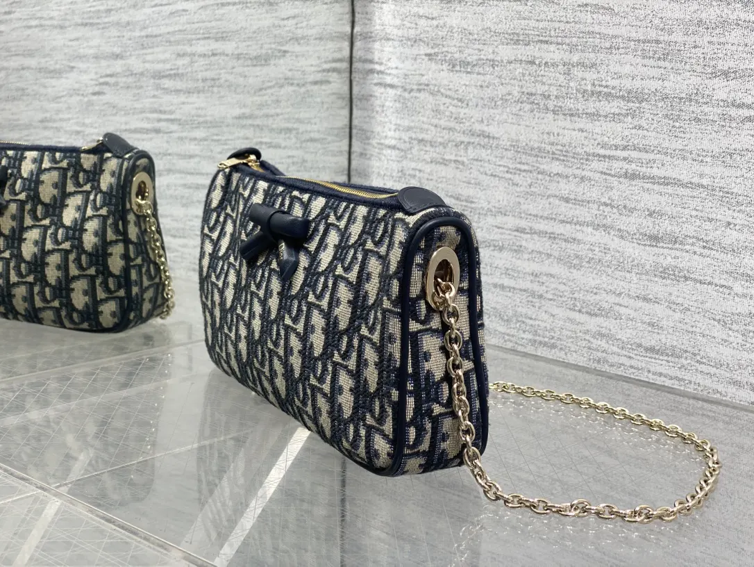 Dior Oblique Black Leather Chain Bag Handheld Messenger
