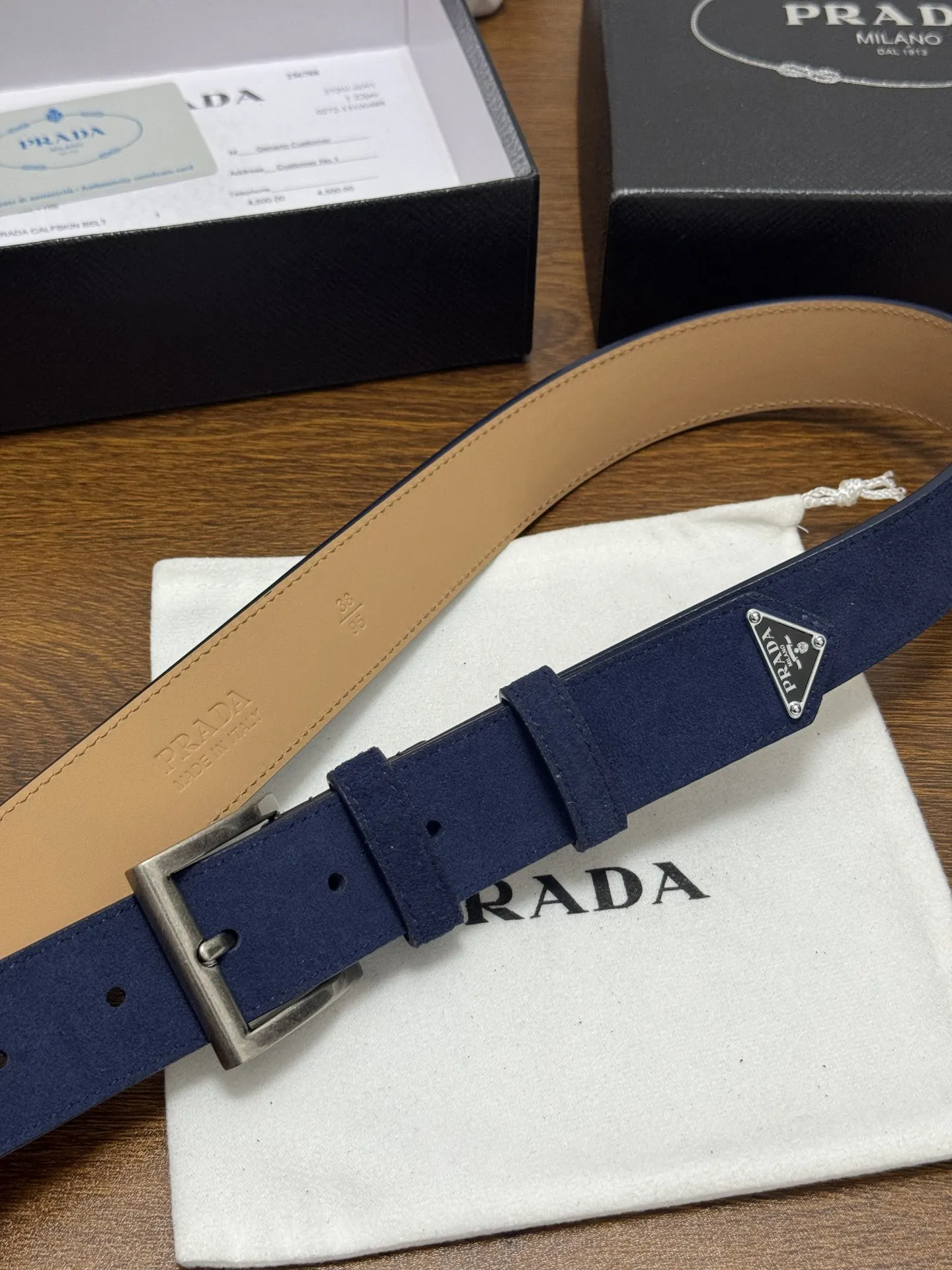 Prada 蓝色 三角标 领带
