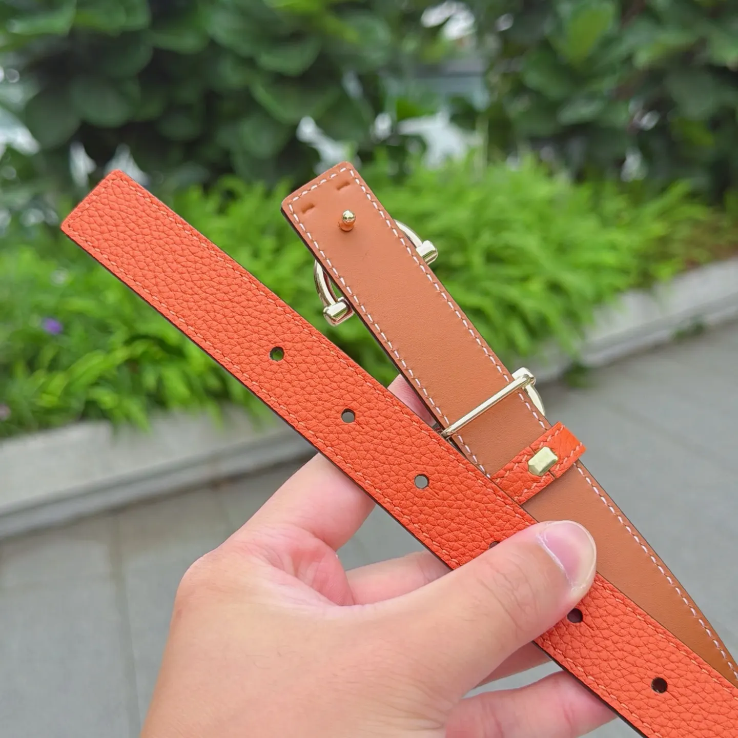 Gucci 双G扣牛皮双面腰带 商务休闲款