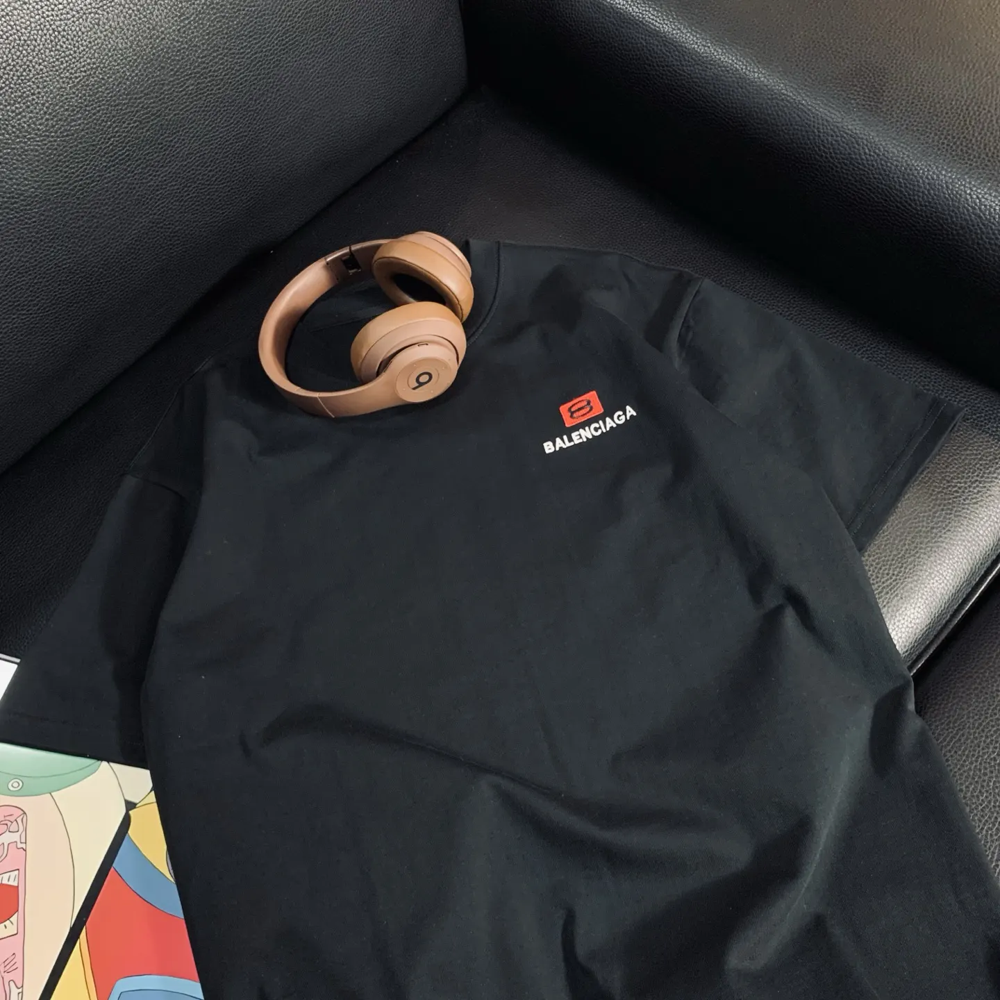 Balenciaga Black Cotton Short Sleeve T-Shirt Loose Casual