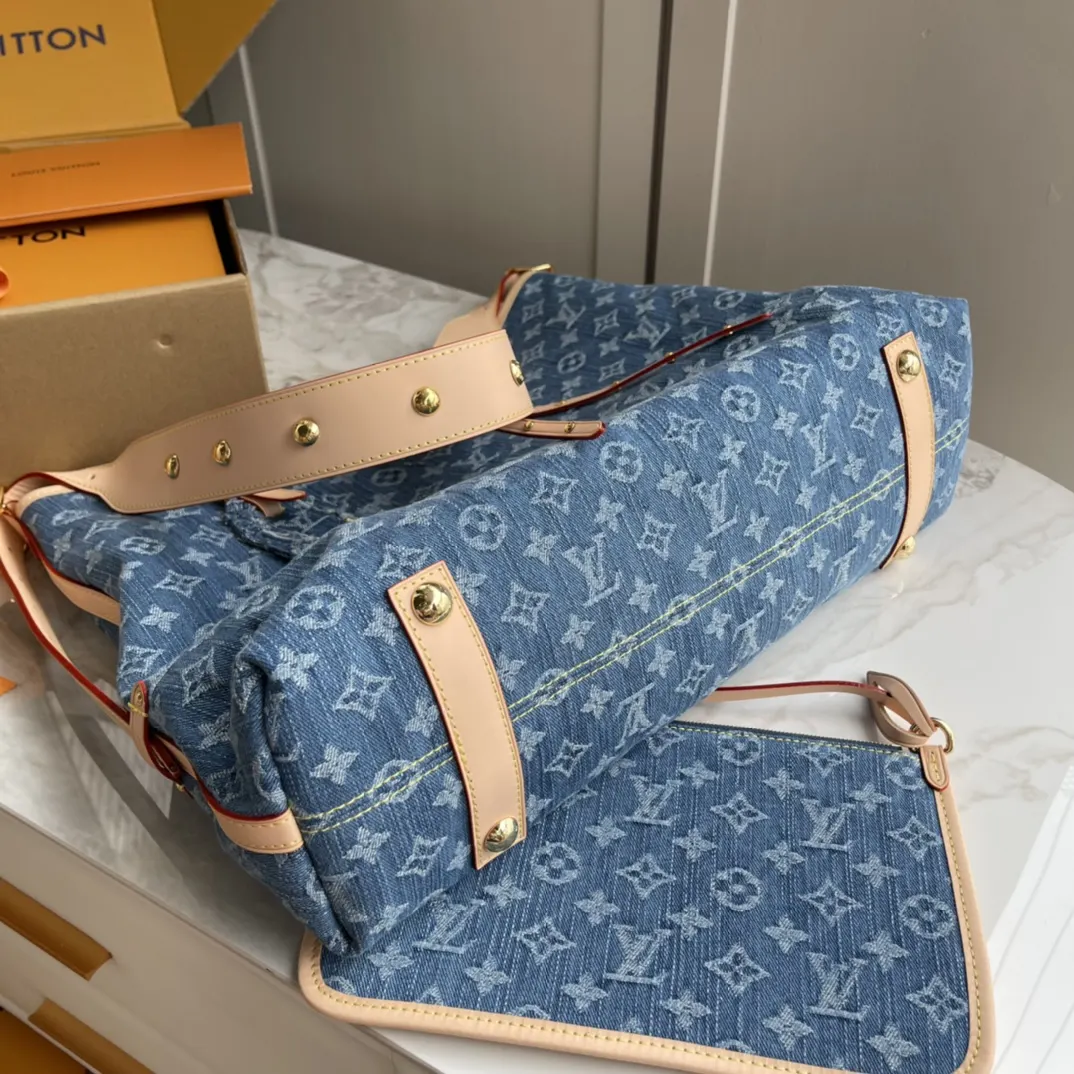 LV CarryAll 藍色 牛仔 帆布 手拿包 精致手拿款