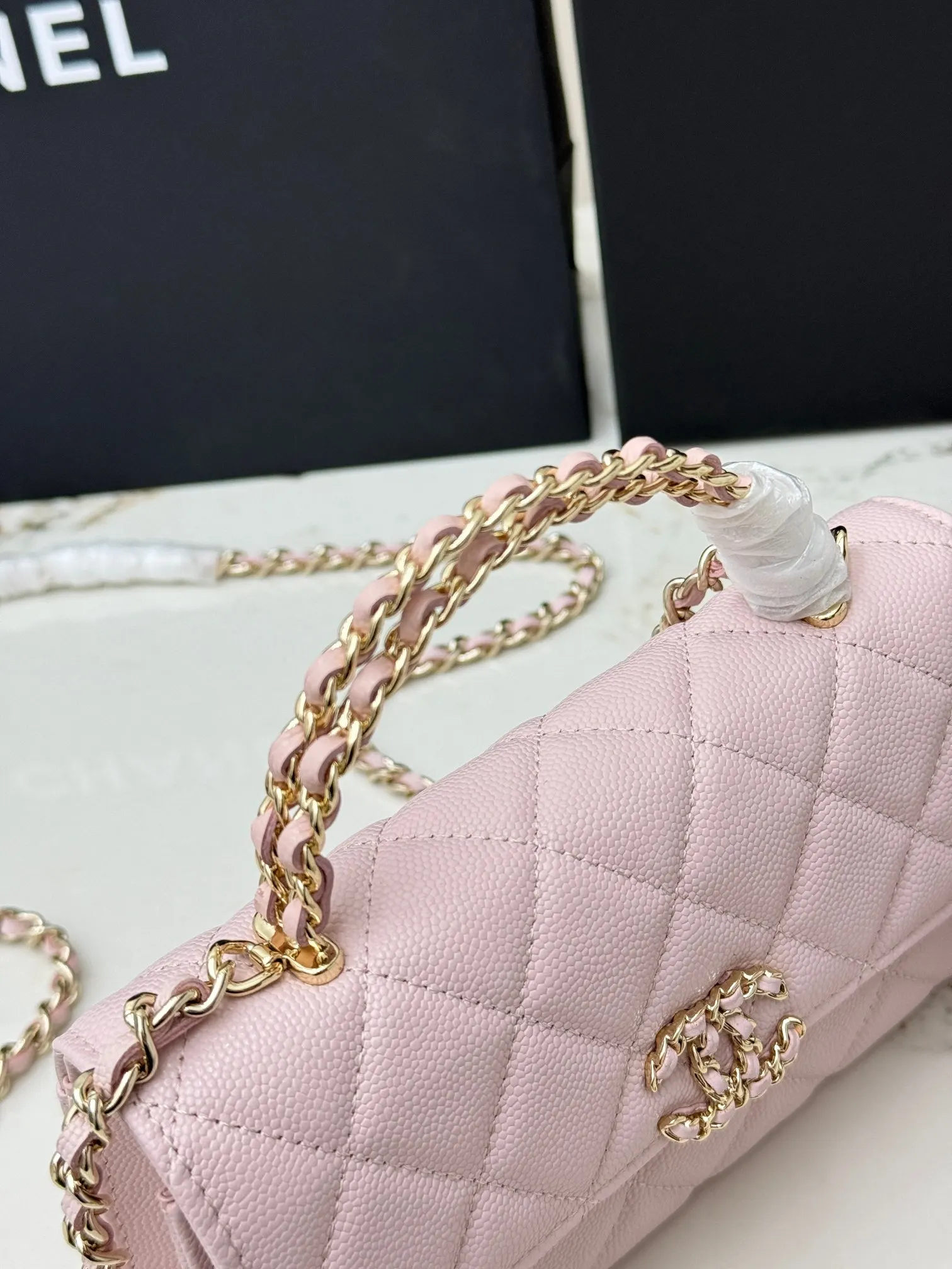 Chanel Pink Top Handle Bag Leather