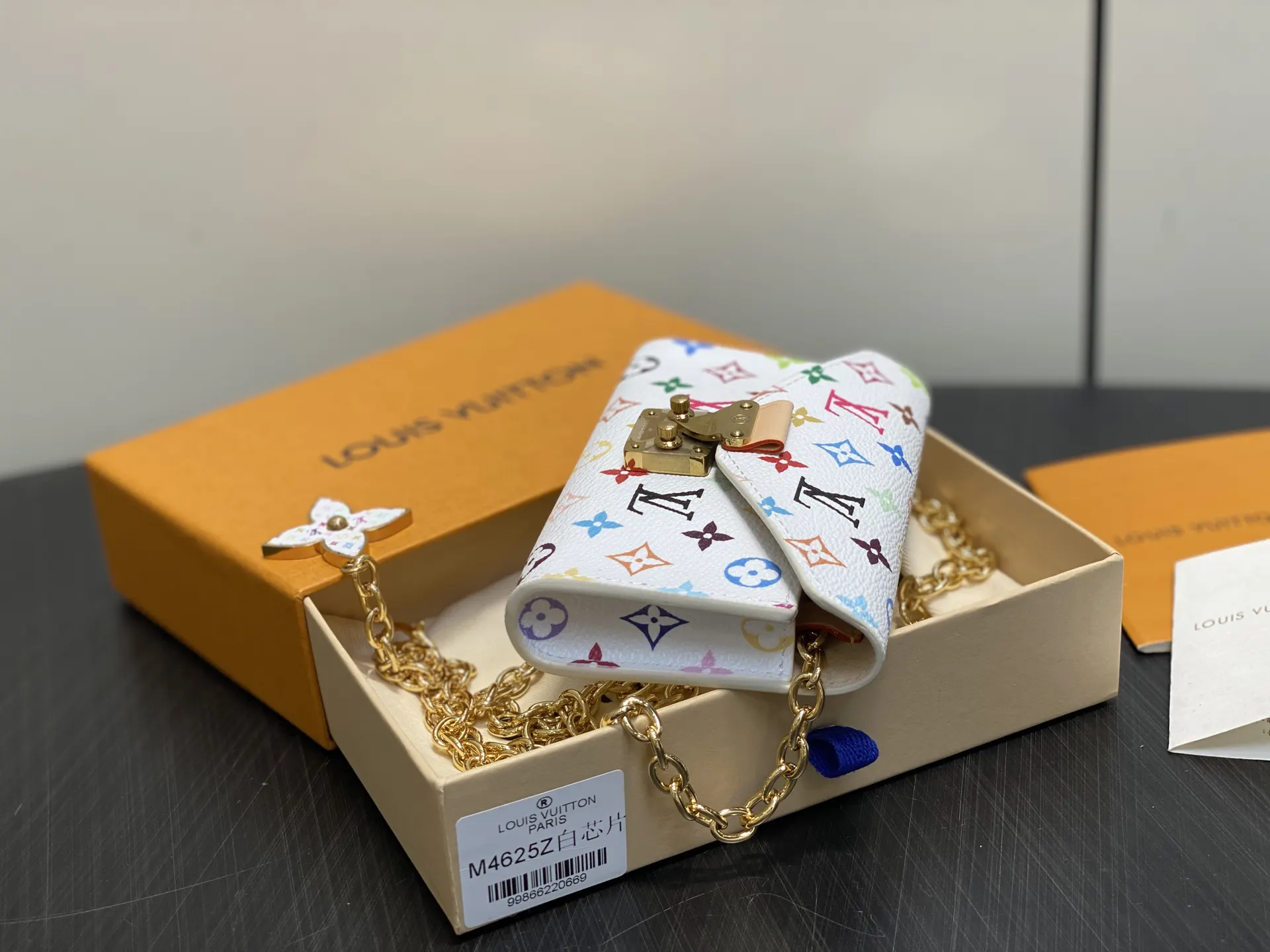 老花 Mo精品 白彩 鏈條腰包腰帶 TM PO 休閒腰包款