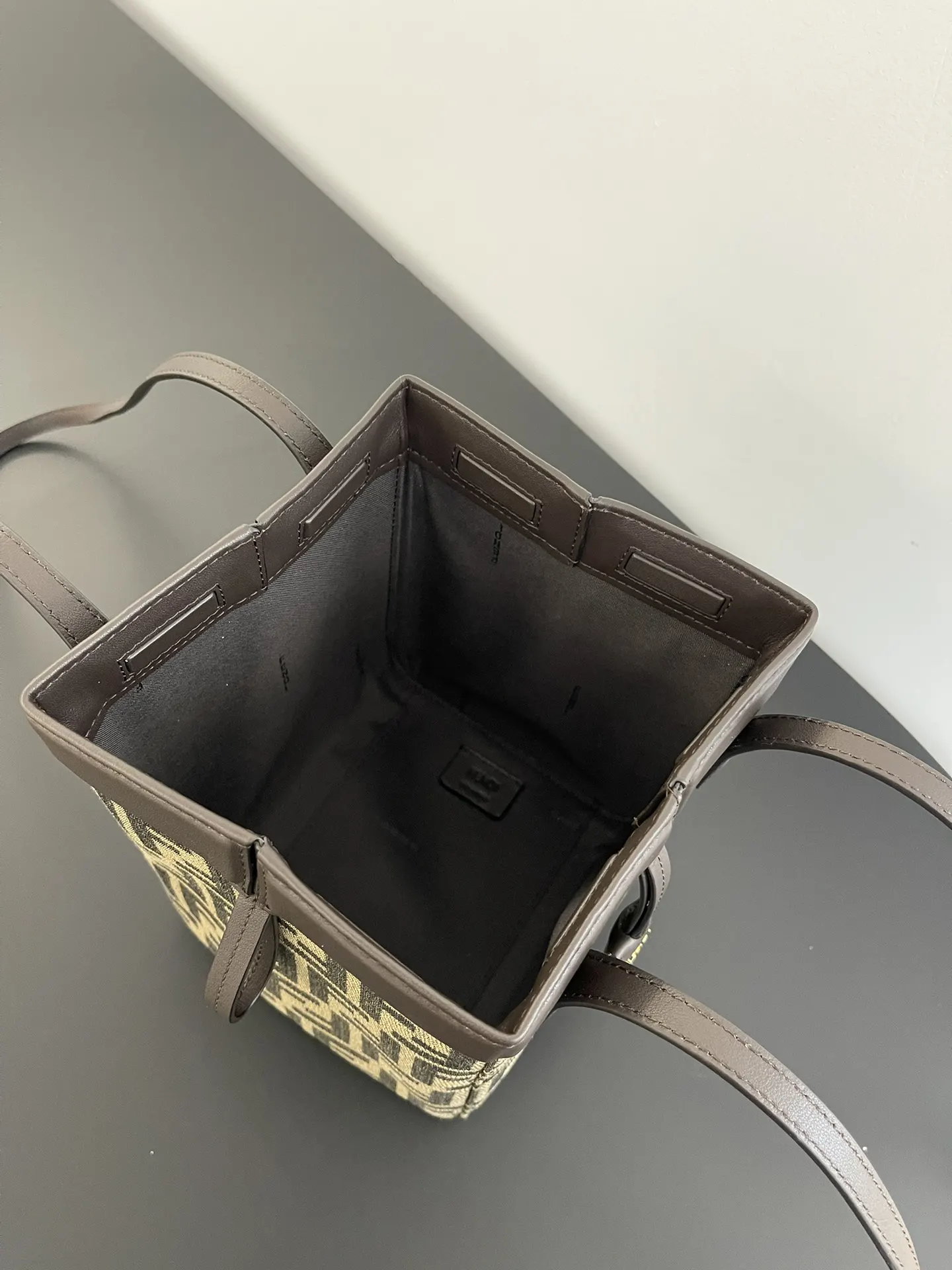 Coffee Monogram Tote Bag Leather Image 9 Coffee Monogram Tote Bag Leather Image 9