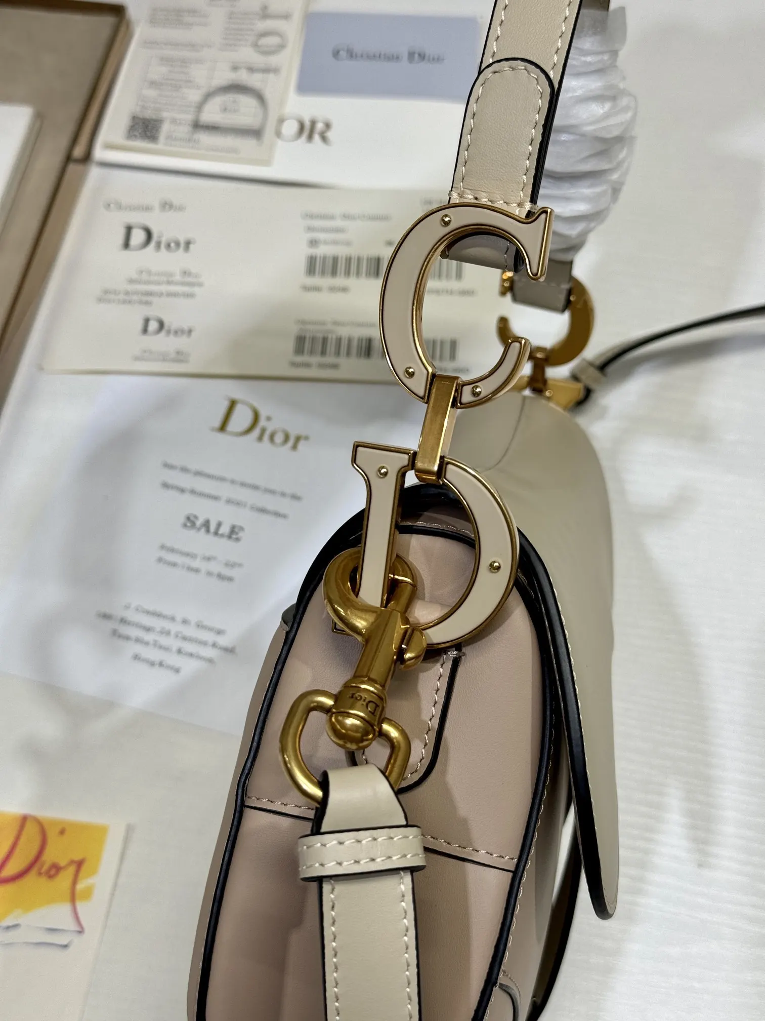 Dior 杏色 拼色 牛皮 收納包 旅行收納款