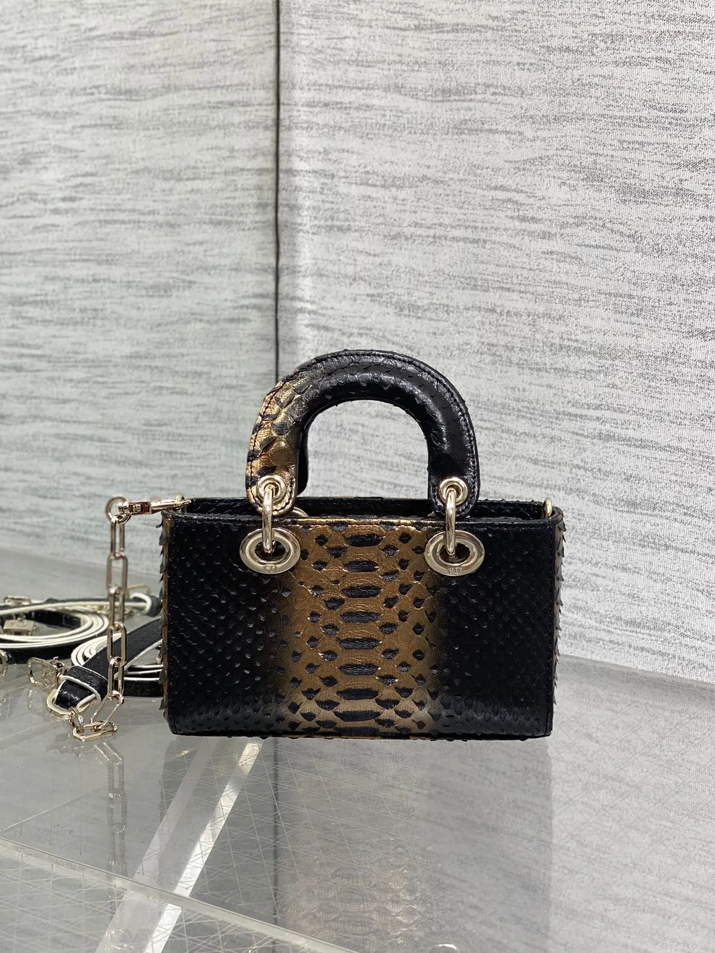 Dior 进口 蛇皮横款戴妃包 Lady横版戴妃珍稀 手提包 通勤手提款