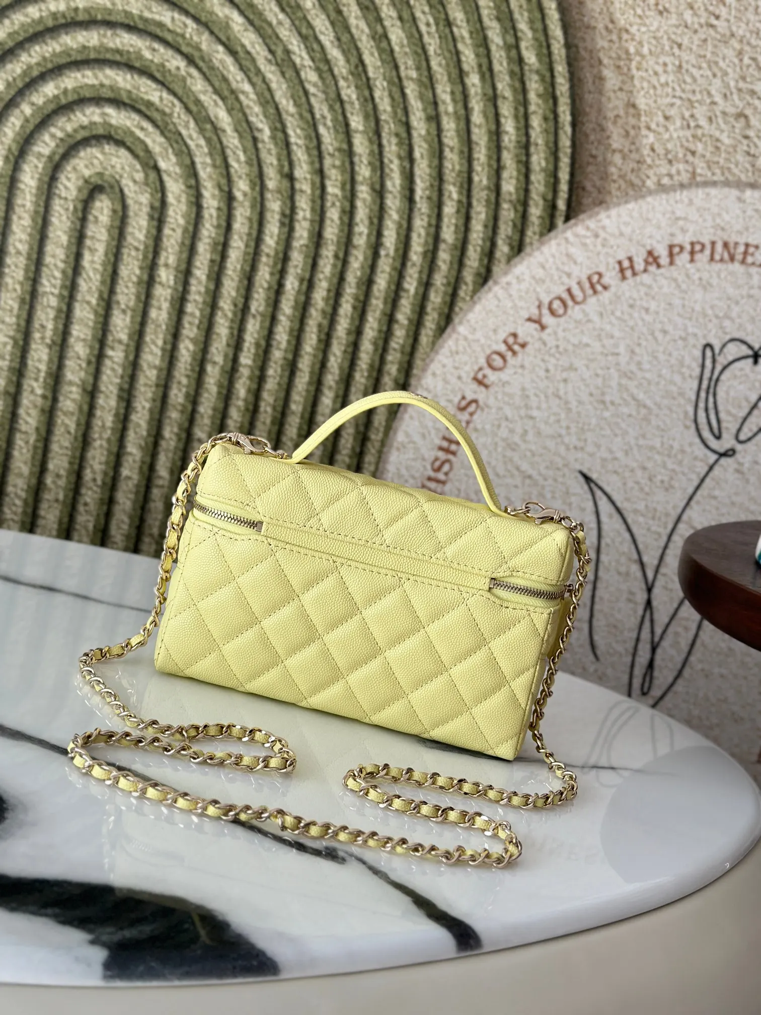 Yellow Gold Chain Bag Leather
