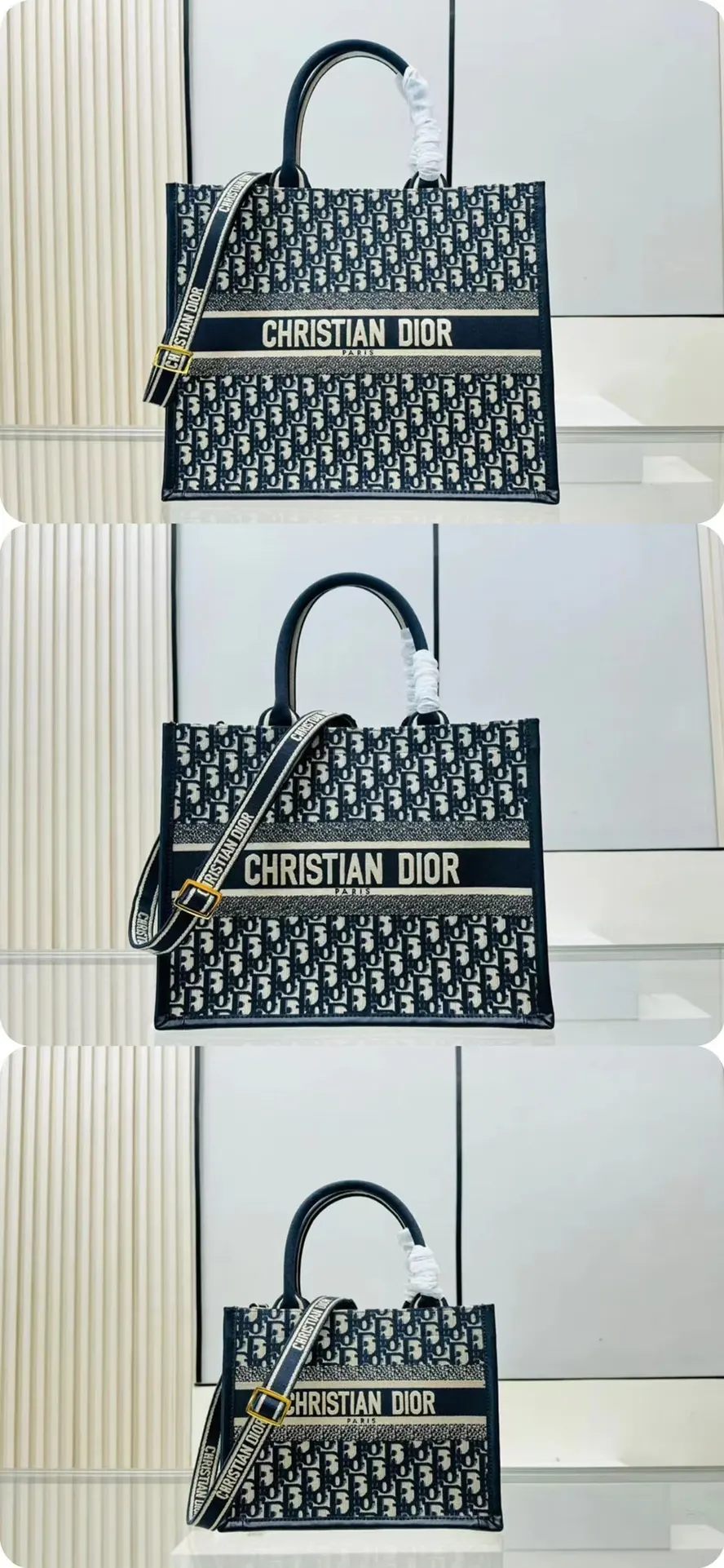 Dior Oblique 迷你 黑色/白色 托特包
