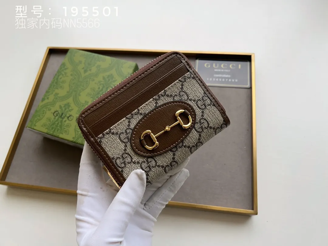 Gucci 棕色 皮革 錢包