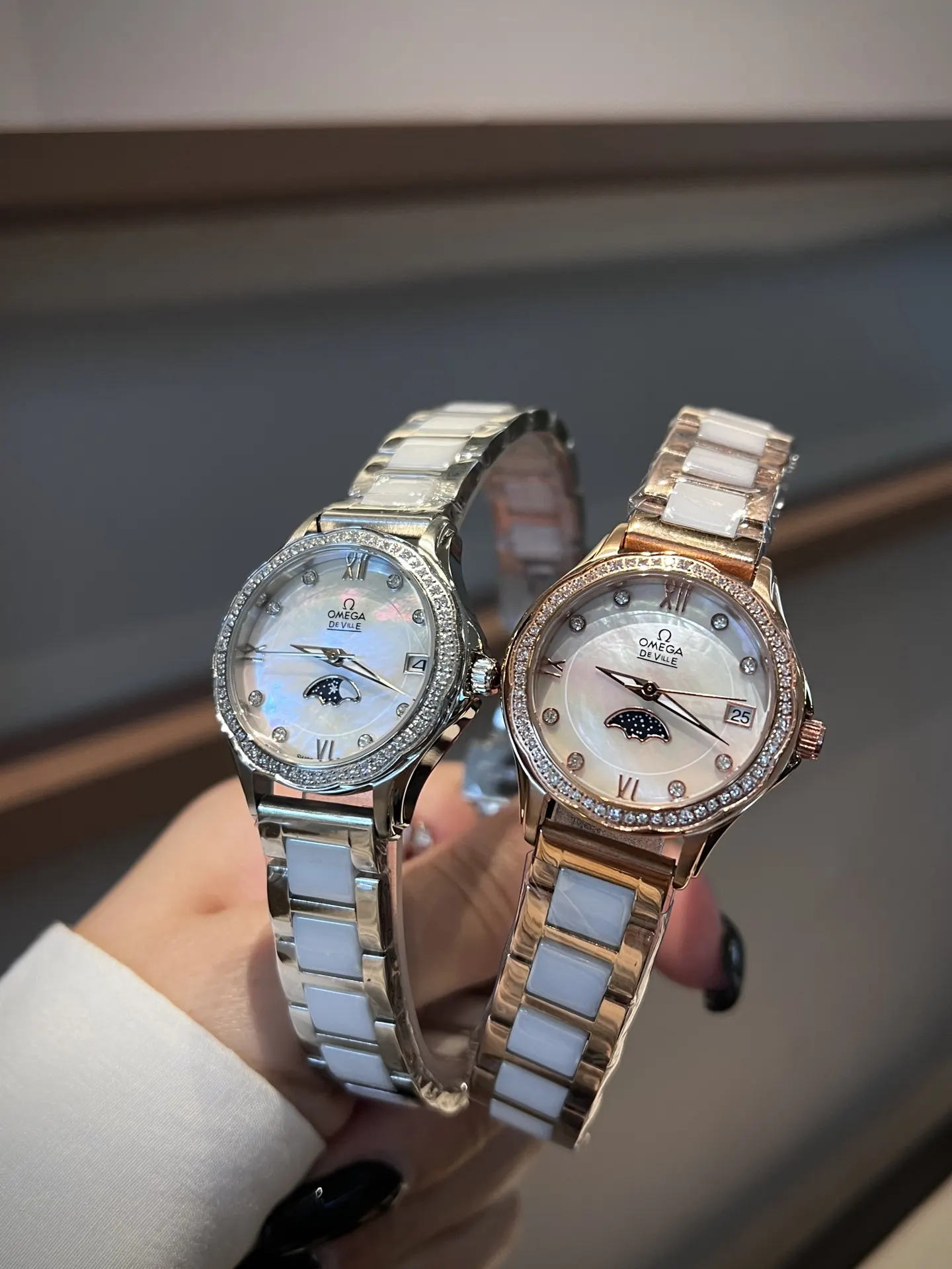 Omega 小牛皮 皮带 钢带 陶瓷 欧米茄珍珠贝壳 字 手錶 經典腕表款