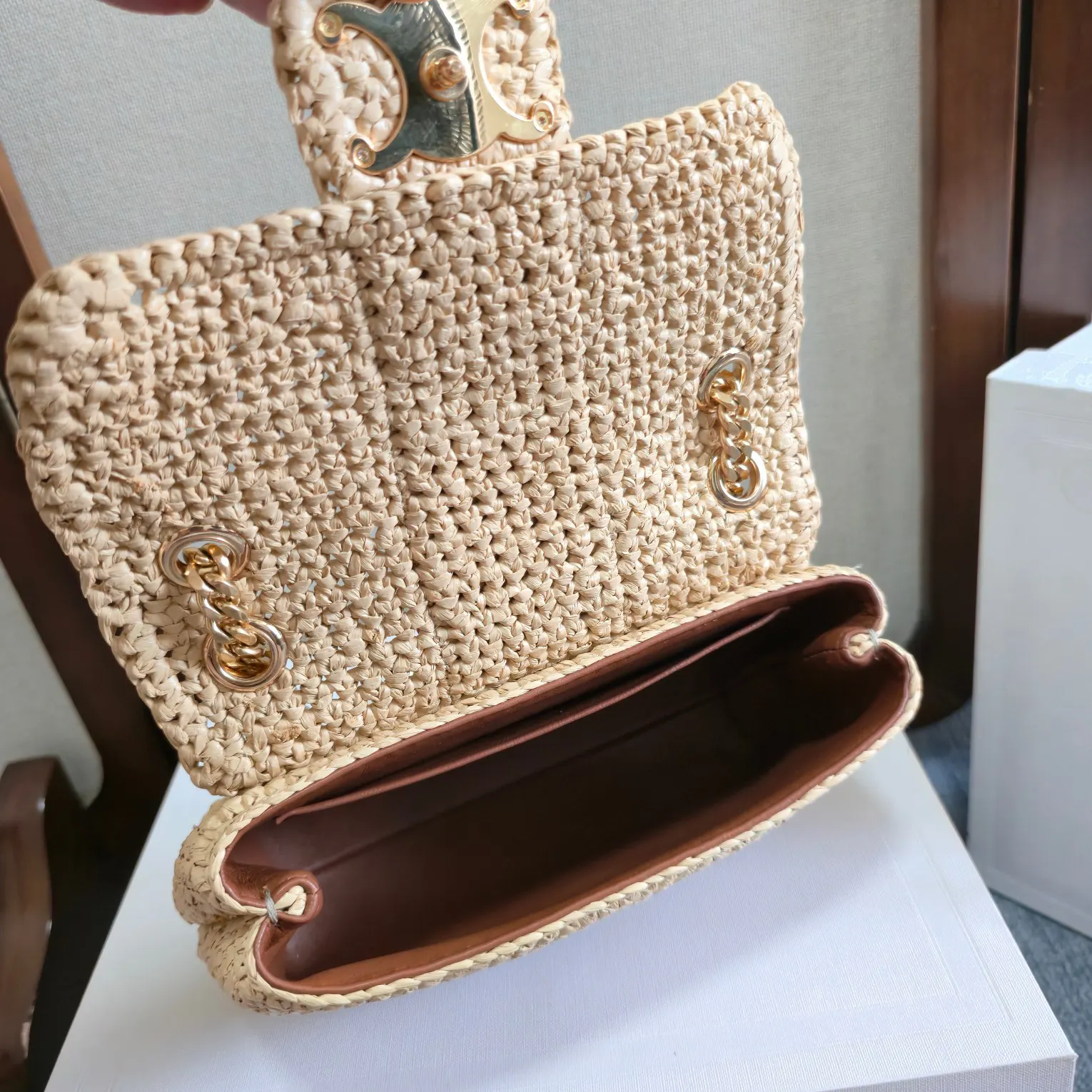 Celine Triomphe 金色 小牛皮 链条包 精致链条款