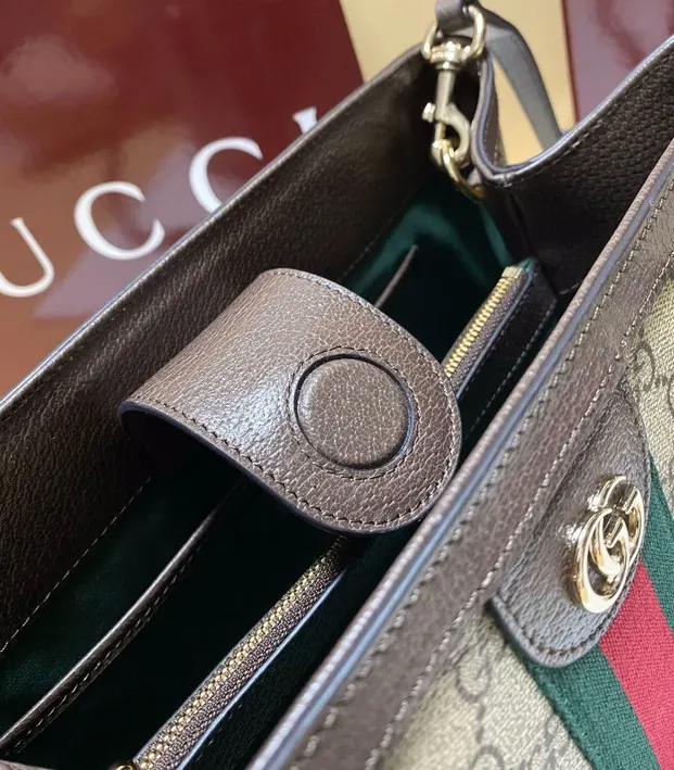 Gucci 棕色 米色 Ophidia托特包 尺寸 大容量托特款