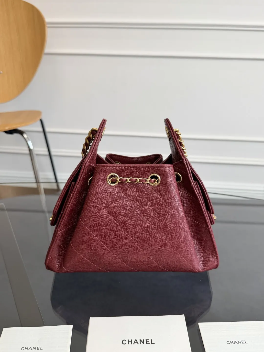 CHANEL 白色 紅色 小牛皮 腋下包 復古腋下背款