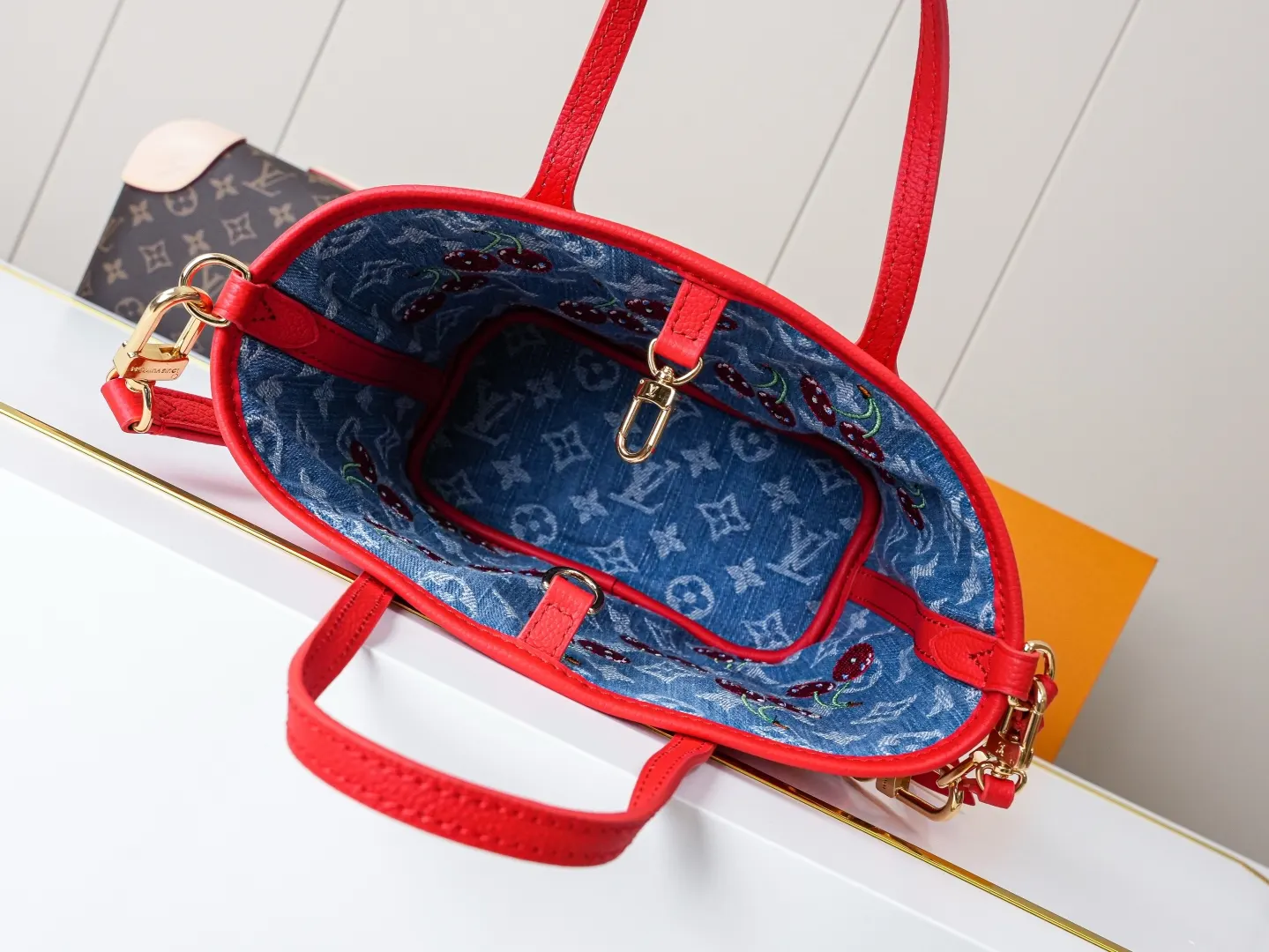 LV Neverfull 牛仔 丹宁 牛皮 收纳包 旅行收纳款