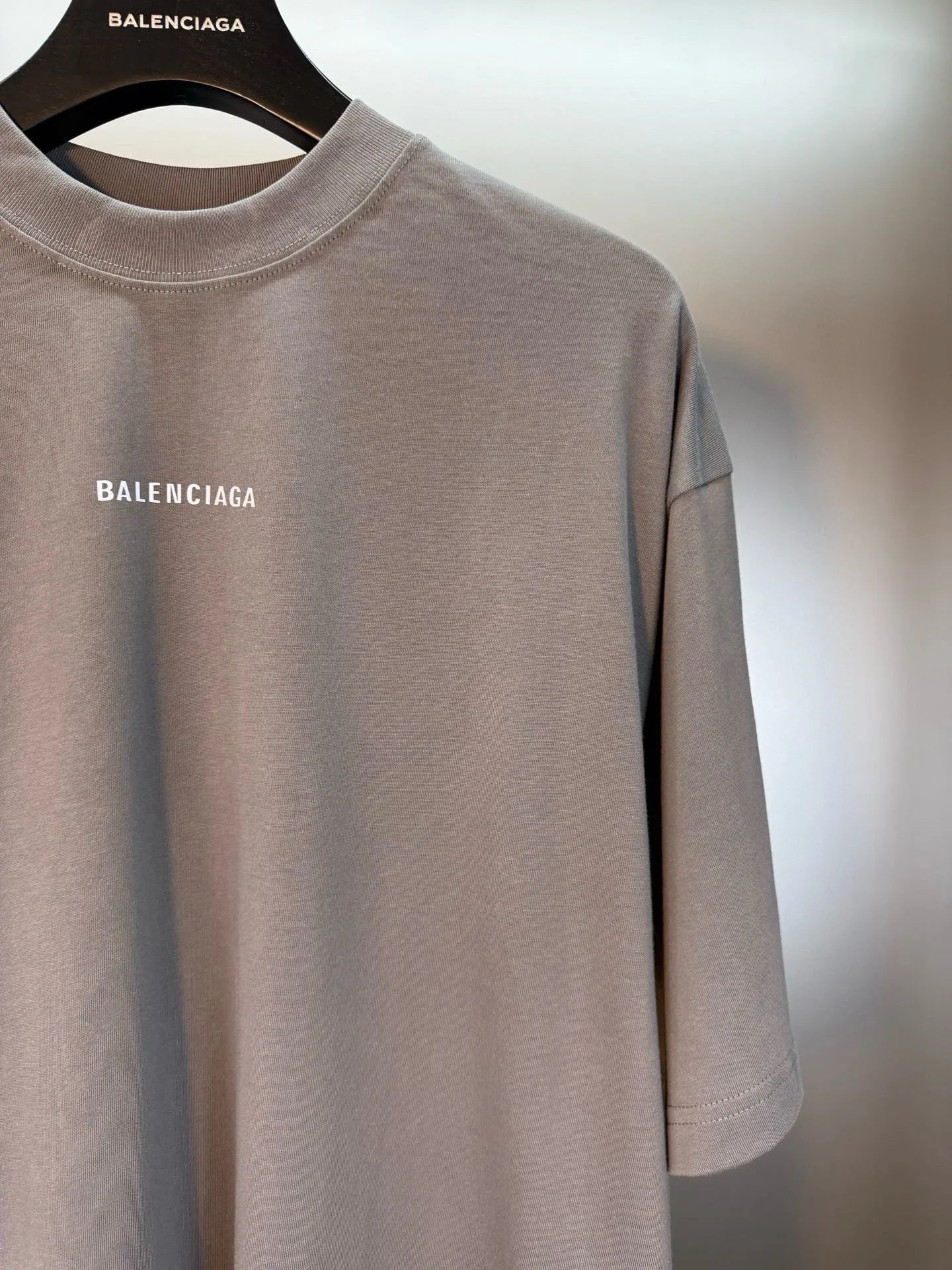 Balenciaga Gray Cotton Logo Short Sleeve T-Shirt Street