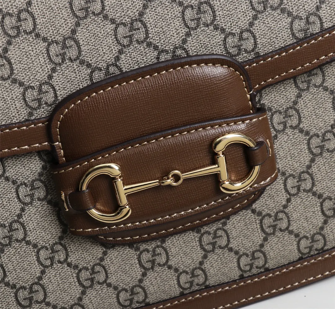 Gucci Horsebit 1955 老花马衔扣肩背包 单肩斜挎