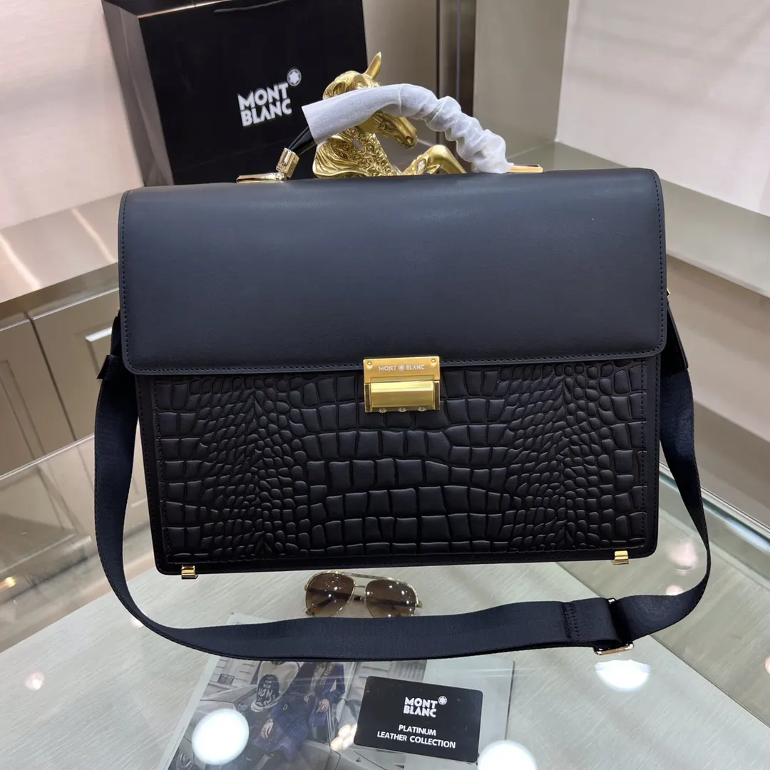 Black Briefcase Business Commuter Leather