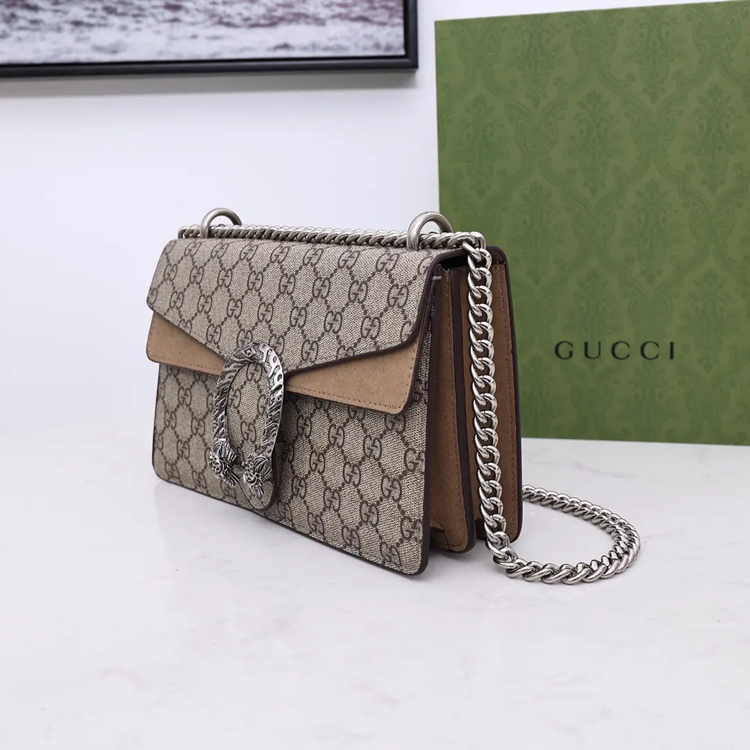 Gucci Dionysus 老花虎头扣链条包 单肩斜挎款