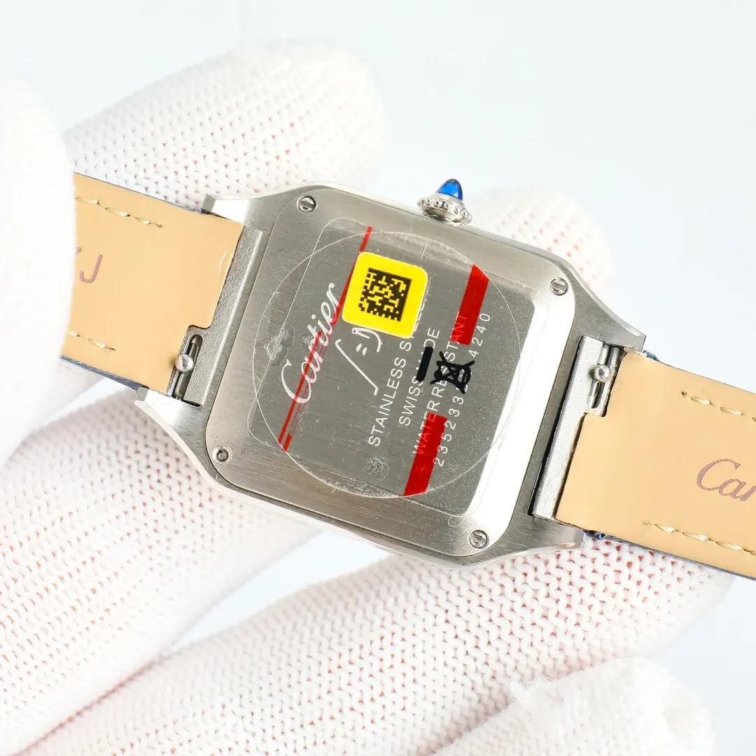 Cartier 蓝色 玫瑰金 牛皮 手表 经典腕表款