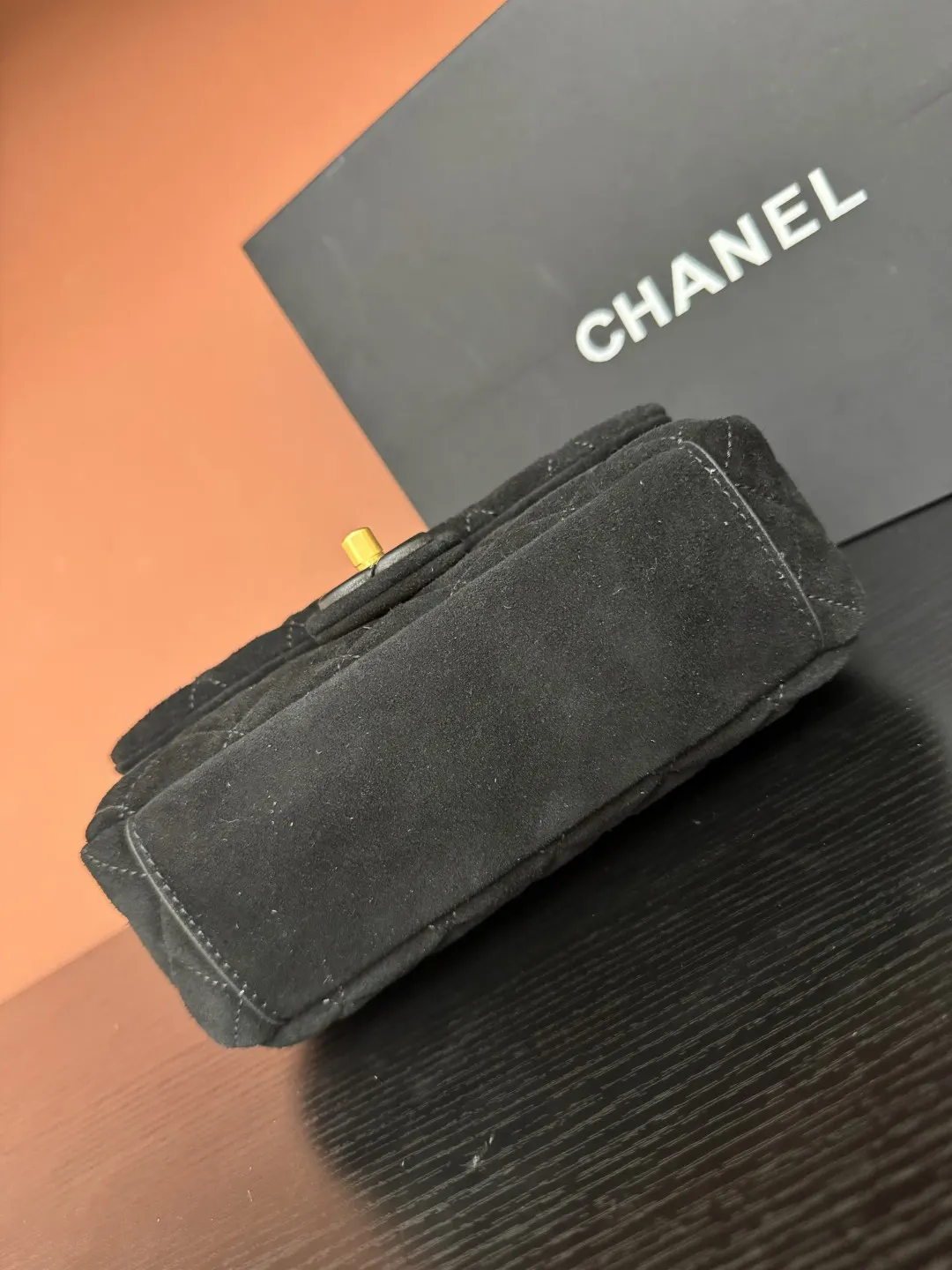 Chanel 麂皮翻蓋鏈條包 單肩斜挎
