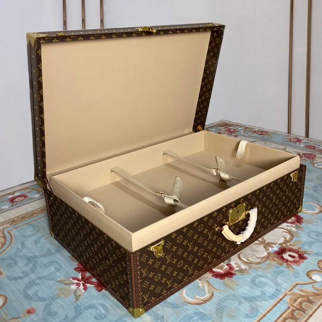 LV 金色 帆布 硬箱 纯铜五金 ALZER 硬箱 著名的Alz 行李箱 旅行拉杆款 輕便出行款