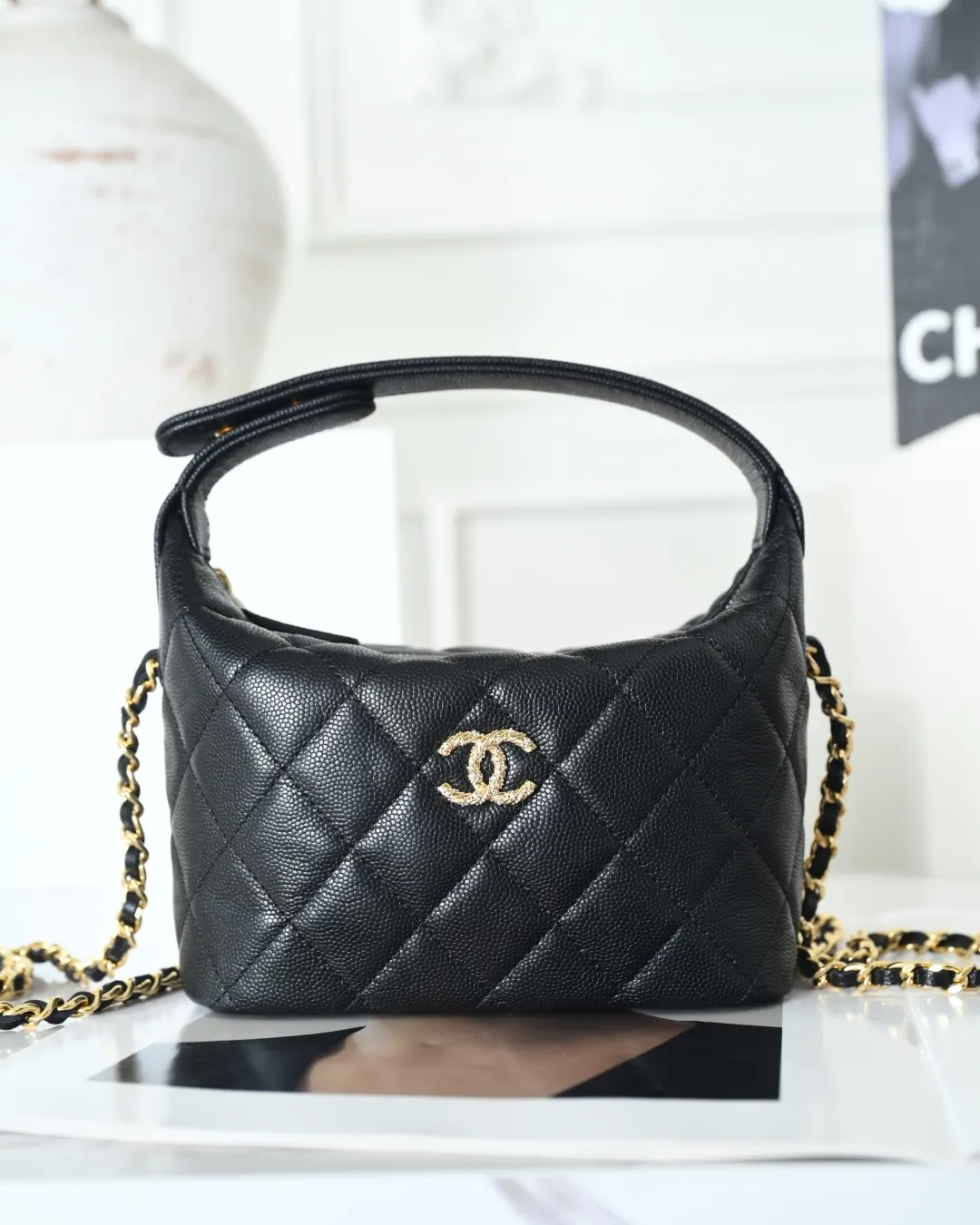 CHANEL 黑色 牛皮 鏈條包 精致鏈條款