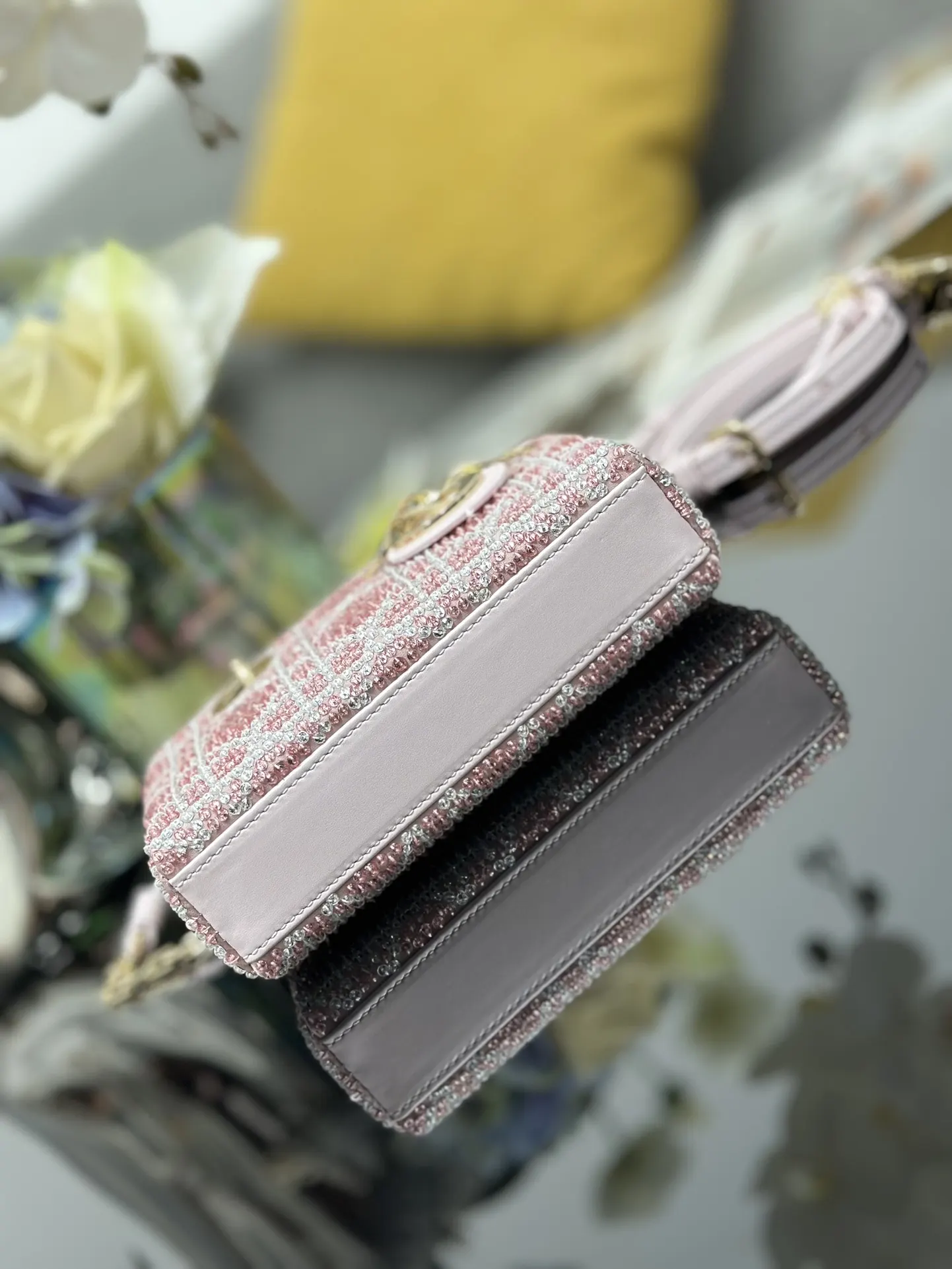 Dior 白色 粉色 皮革 链条包 精致链条款
