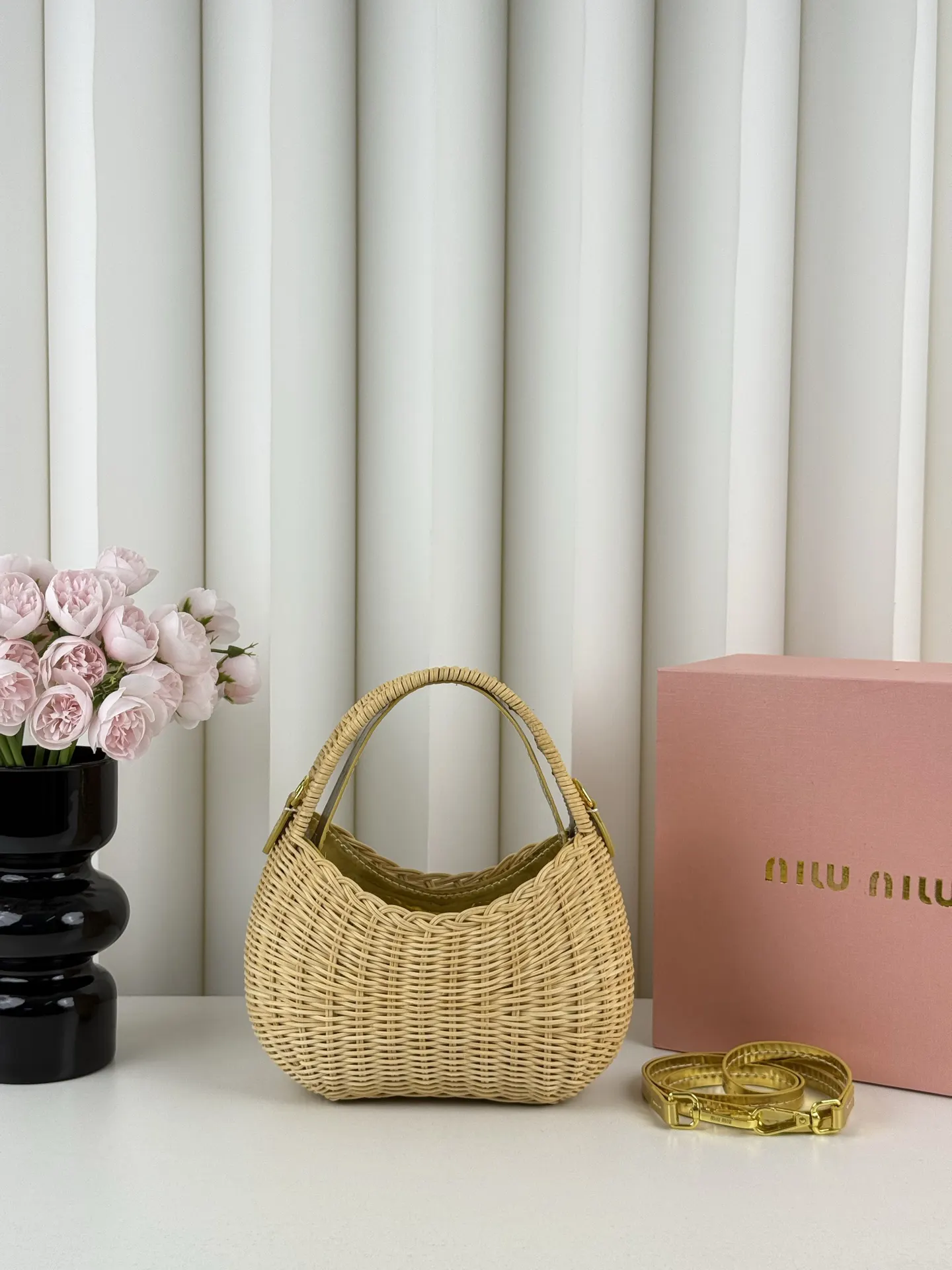 Miu miumiu竹编 手提斜背包 缪缪美式復古神 托特包 大容量托特款