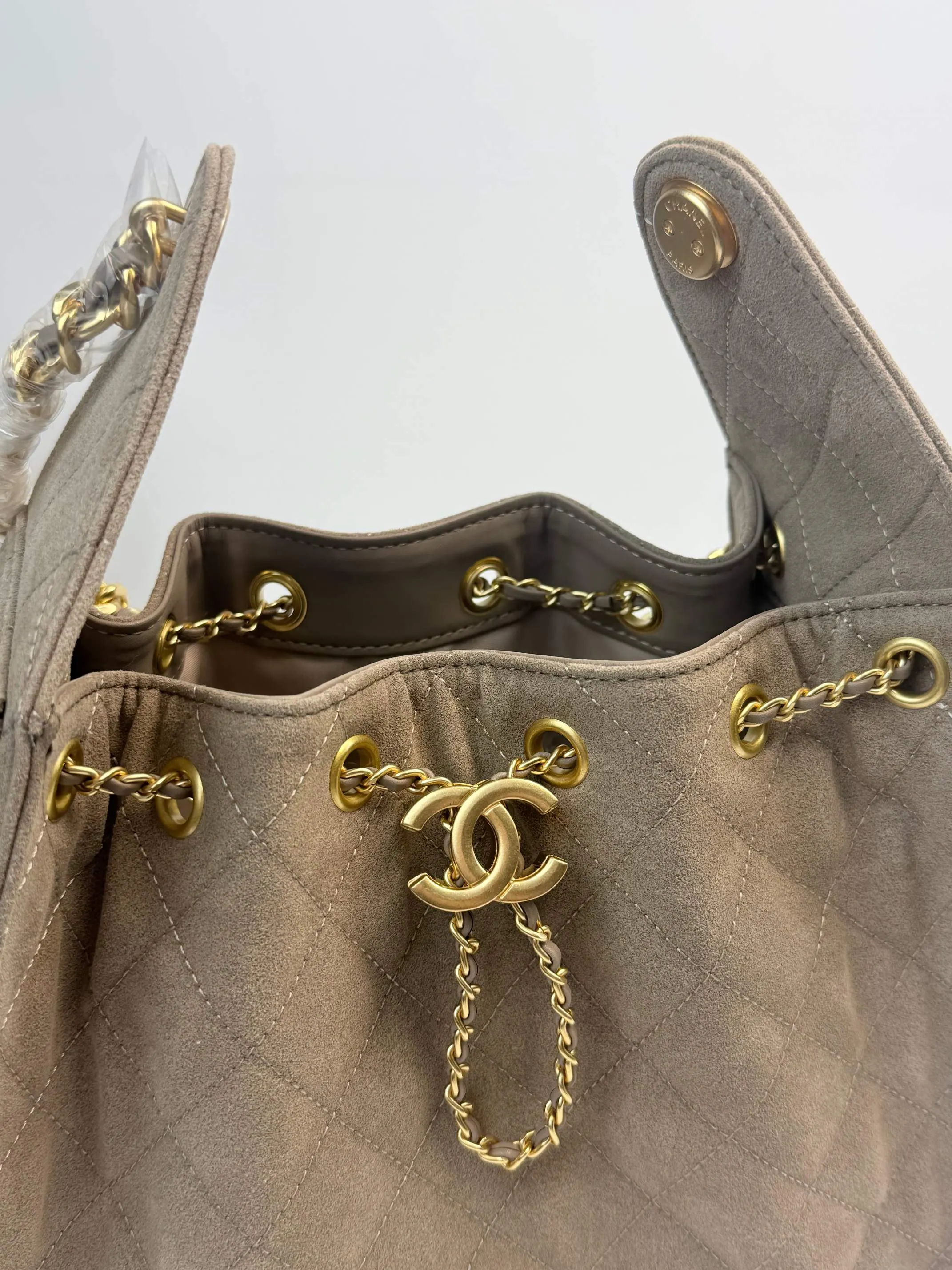 CHANEL Hobo 灰色 牛皮 腋下包 復古腋下背款