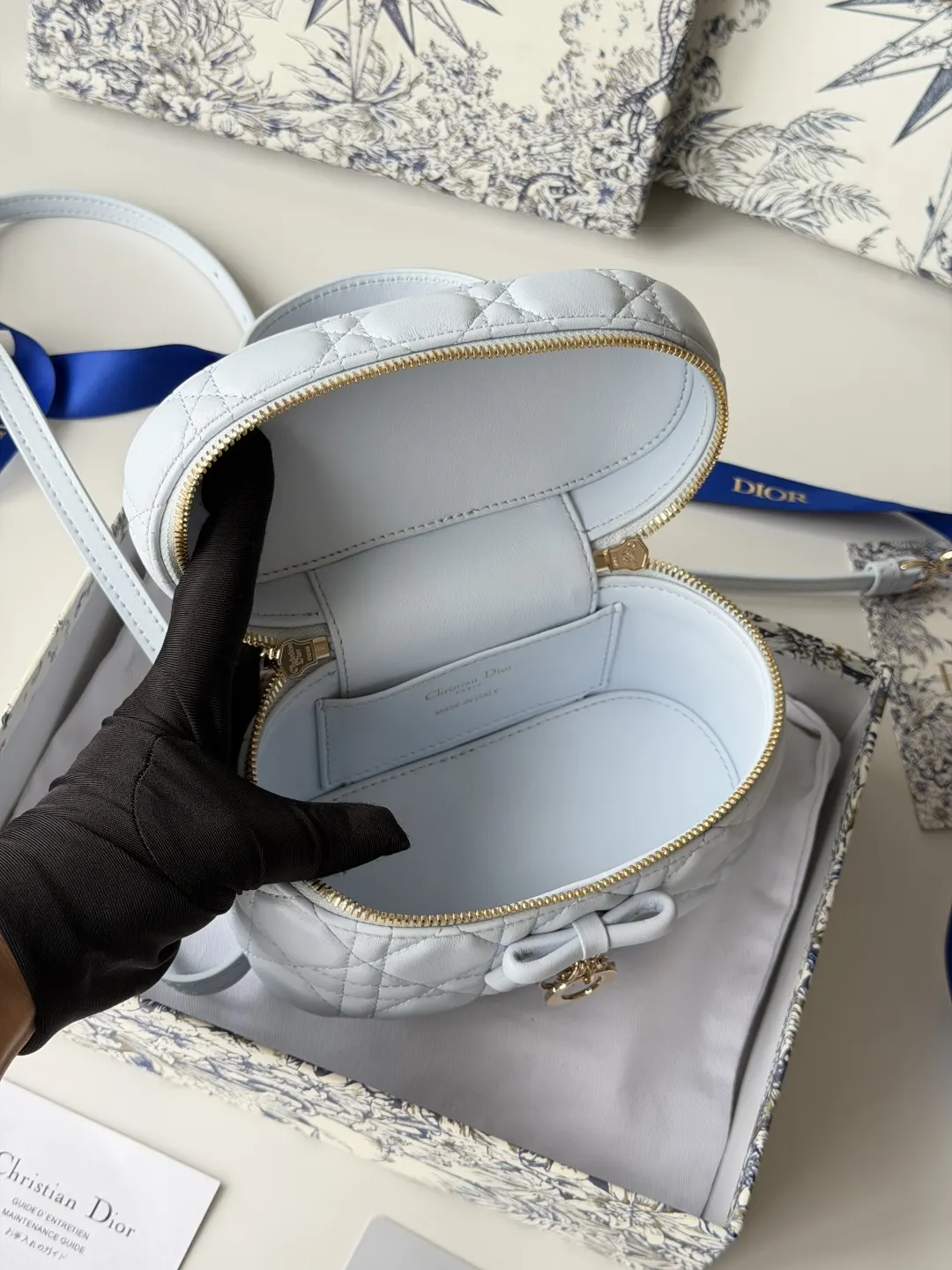 Dior 小號 藍色 皮革 手提包