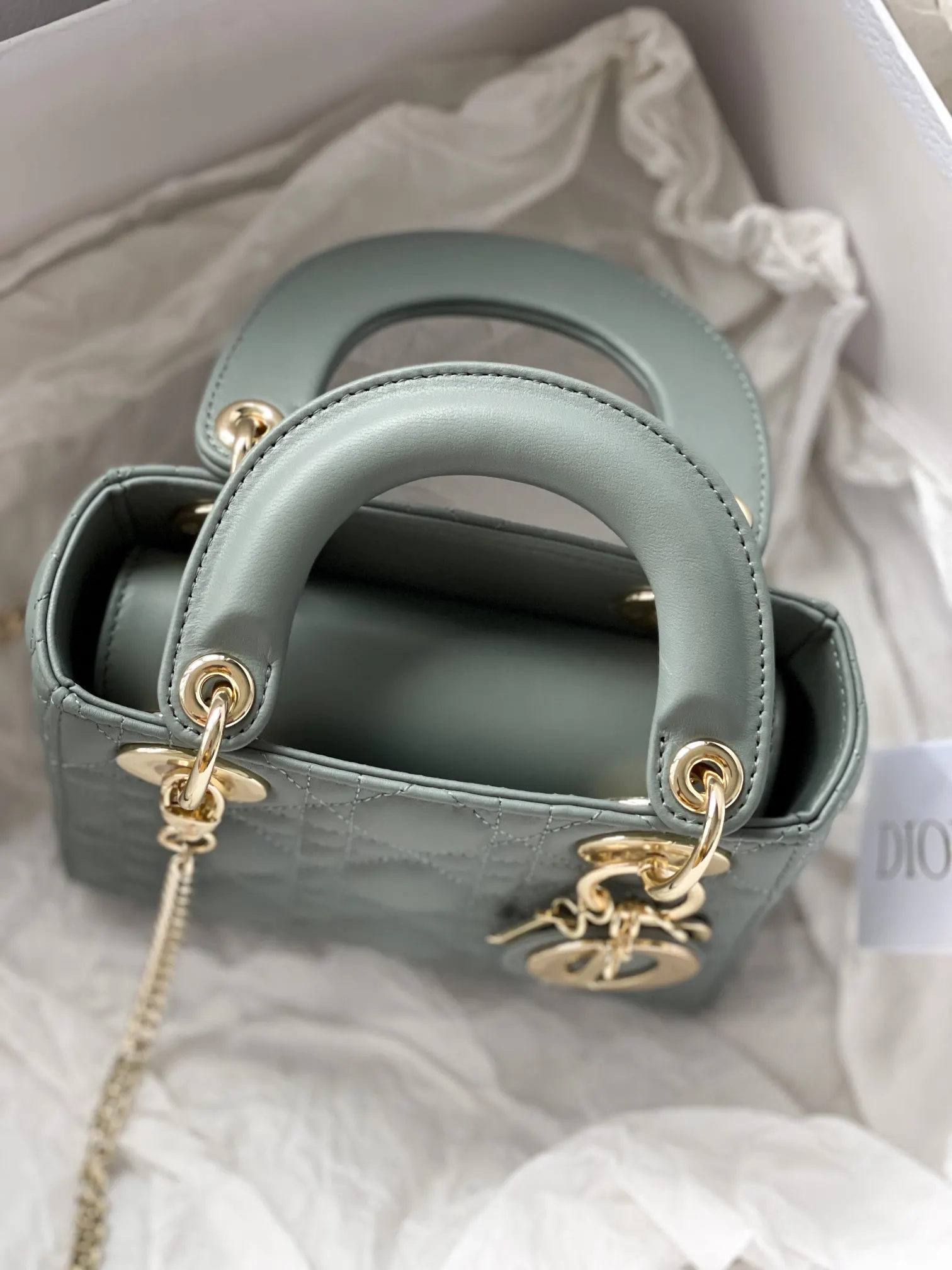 Dior Lady Dior 小號 綠色 手提包