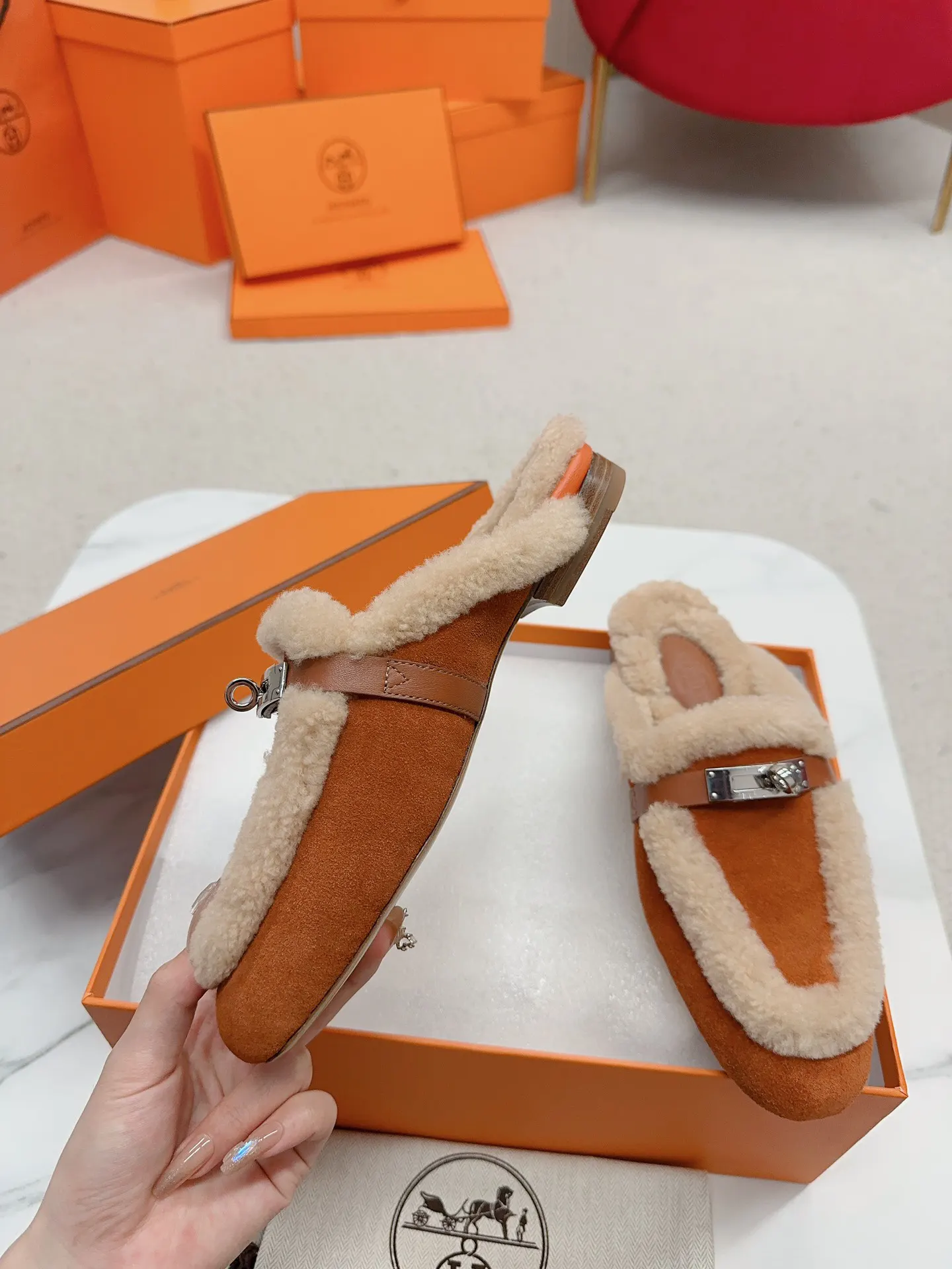 Hermès 小牛皮 拖鞋 舒适