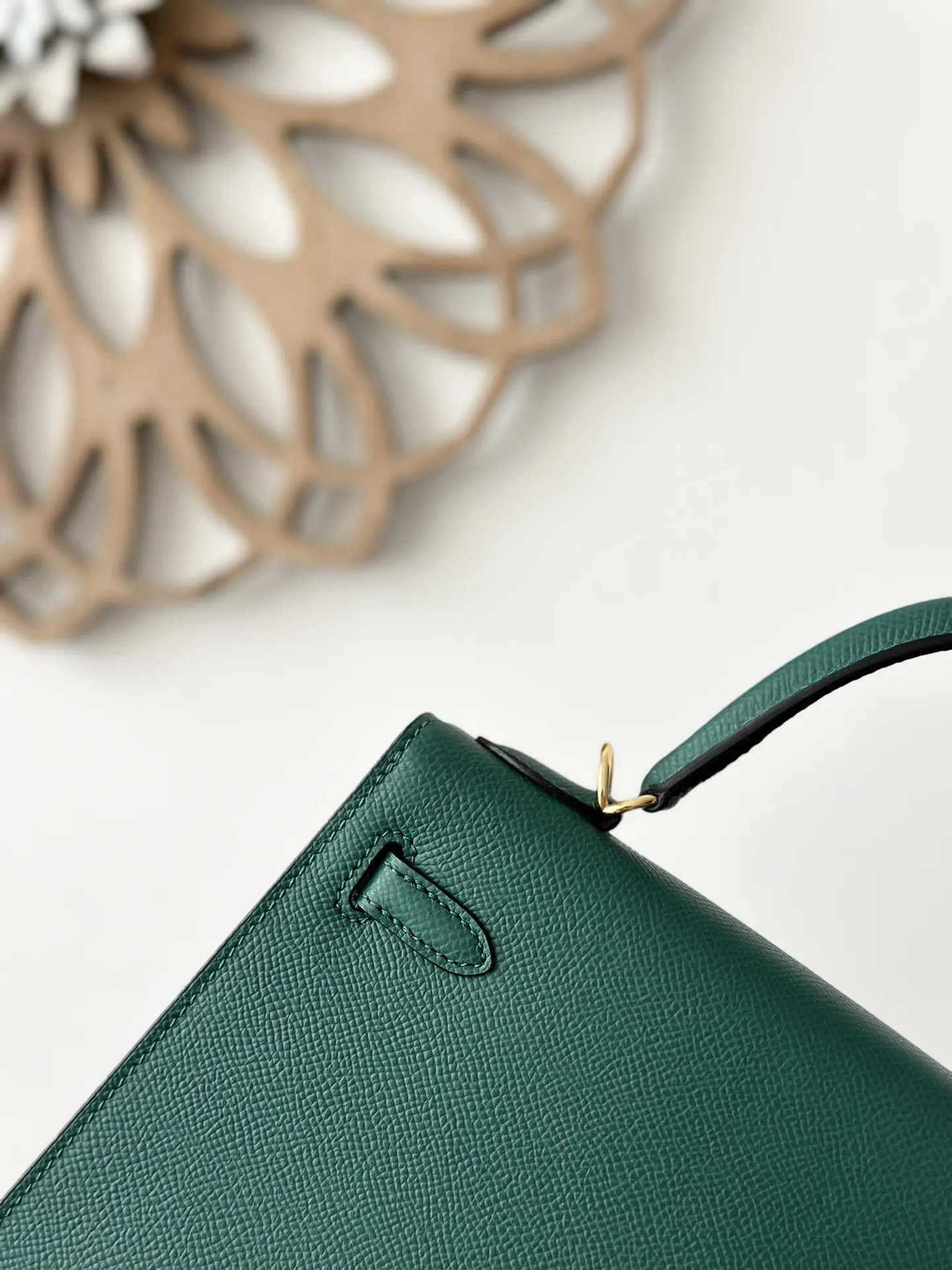 Hermès Kelly 孔雀绿 Epsom掌纹牛皮 手提包 25cm