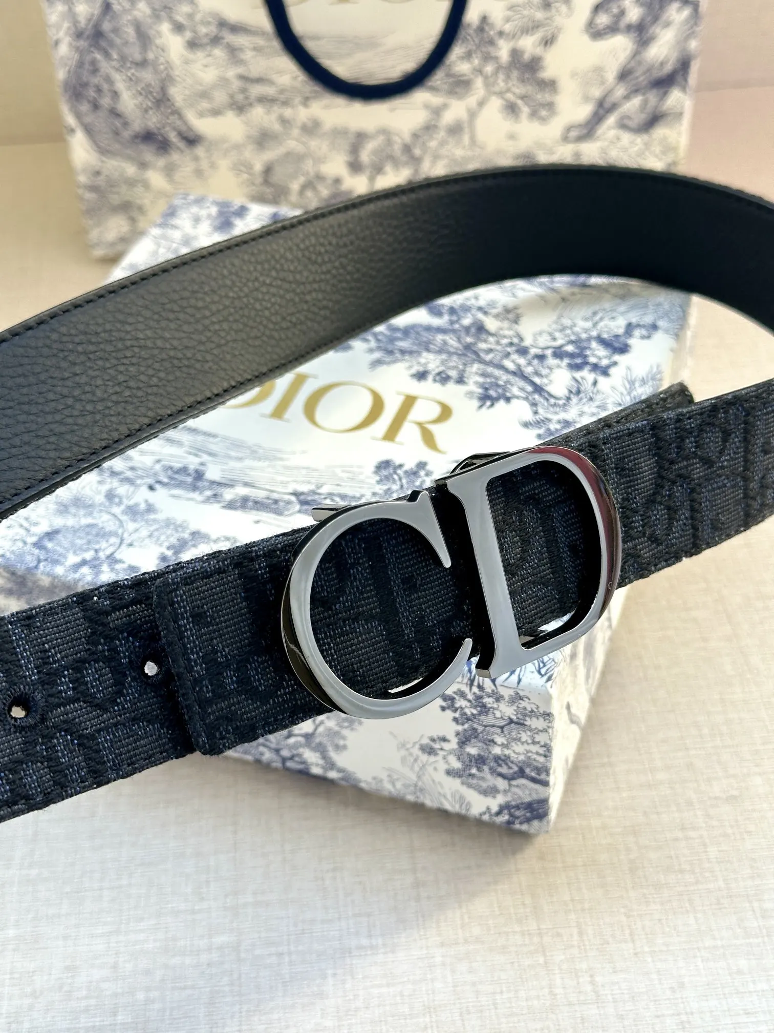 Dior 黑色Oblique腰带 双D扣