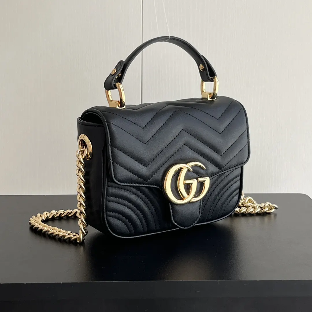 Gucci Marmont 絎縫皮革鏈條包 單肩斜挎