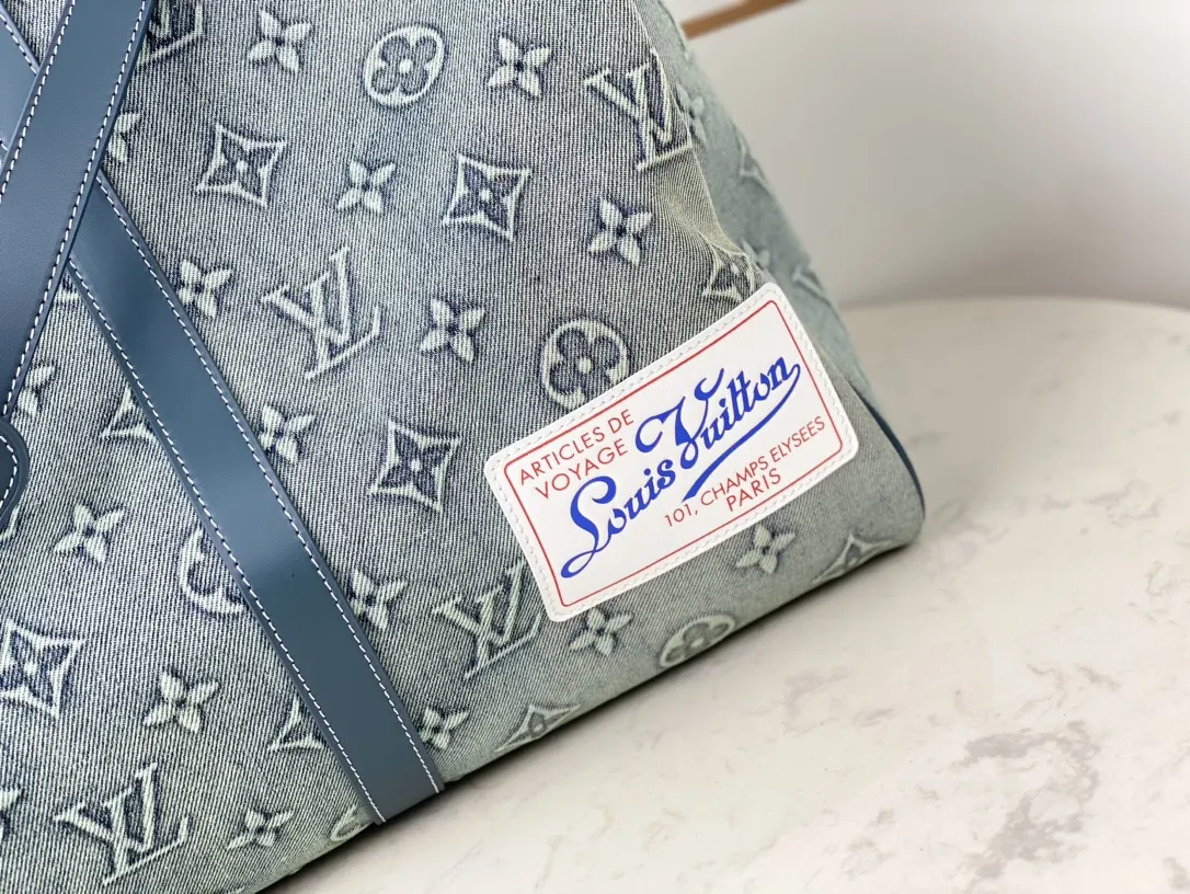 LV Keepall 丹宁 牛皮 旅行袋 大容量旅行款