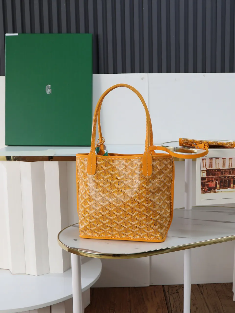 Goyard Yellow Hobo Shoulder Bag Vintage Leather