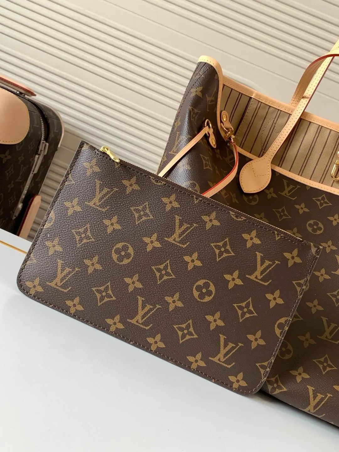Neverfull 老花 牛皮 托特包 大容量托特款