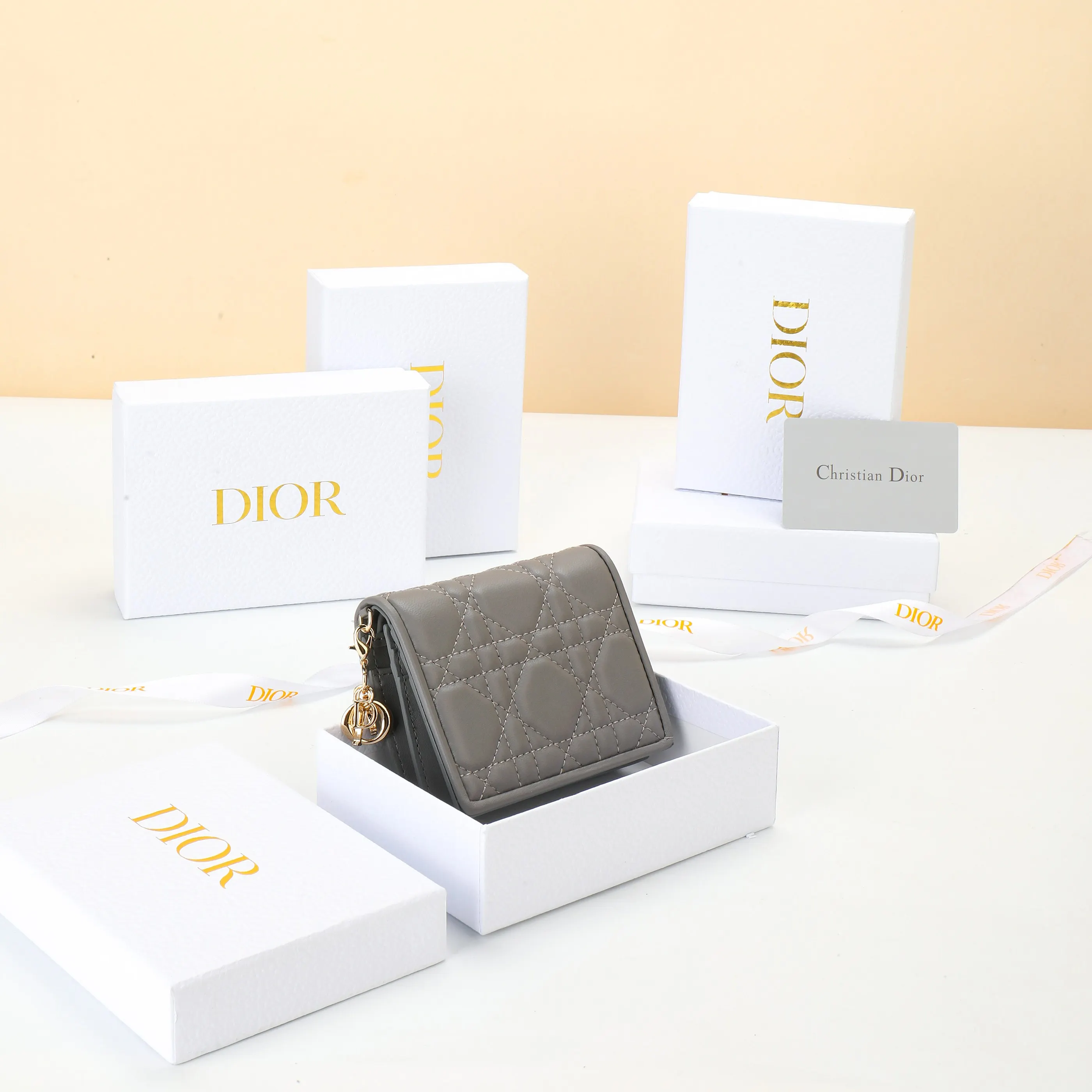 Dior Gray Leather Wallet