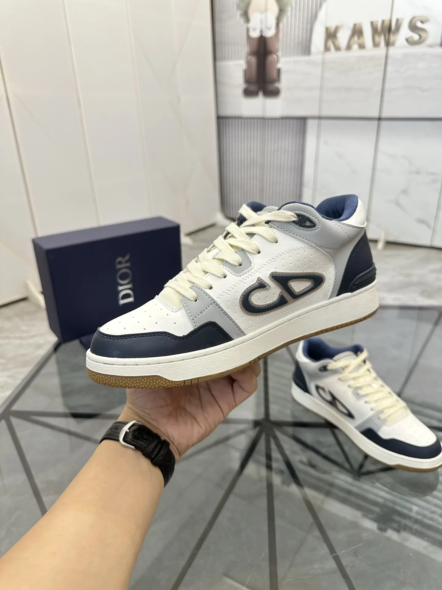 Dior B57 米蓝拼色牛皮休闲鞋 低帮
