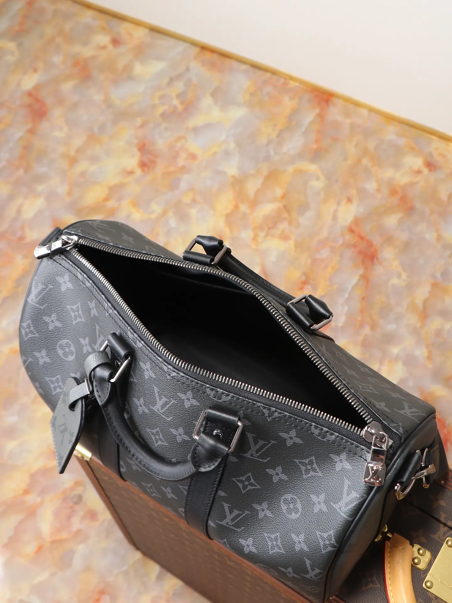 Keepall 帆布 黑色花纹 Keep 旅行袋 大容量旅行款