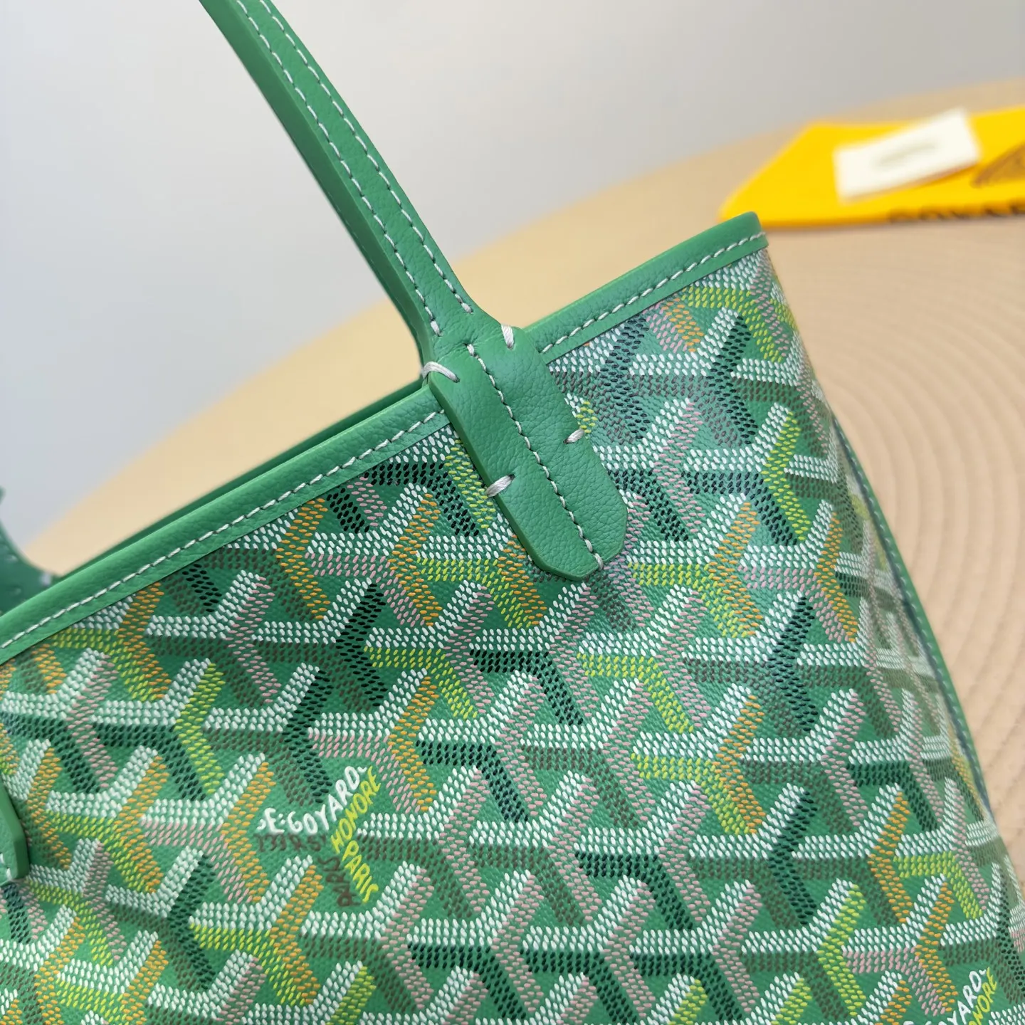 Goyard mini托特草低綠 戈雅Anjou Mini 托特包 大容量托特款