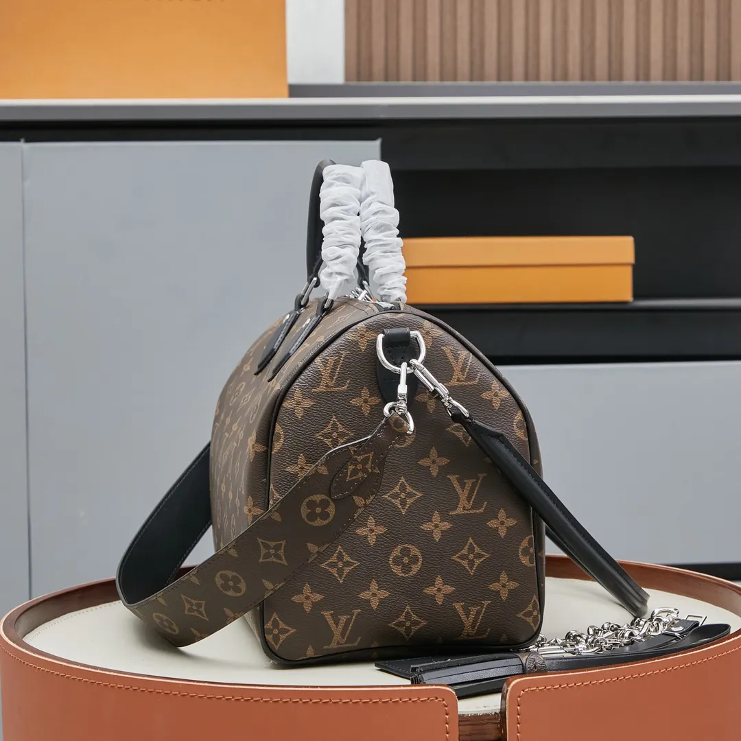 Black Monogram Chain Bag Canvas