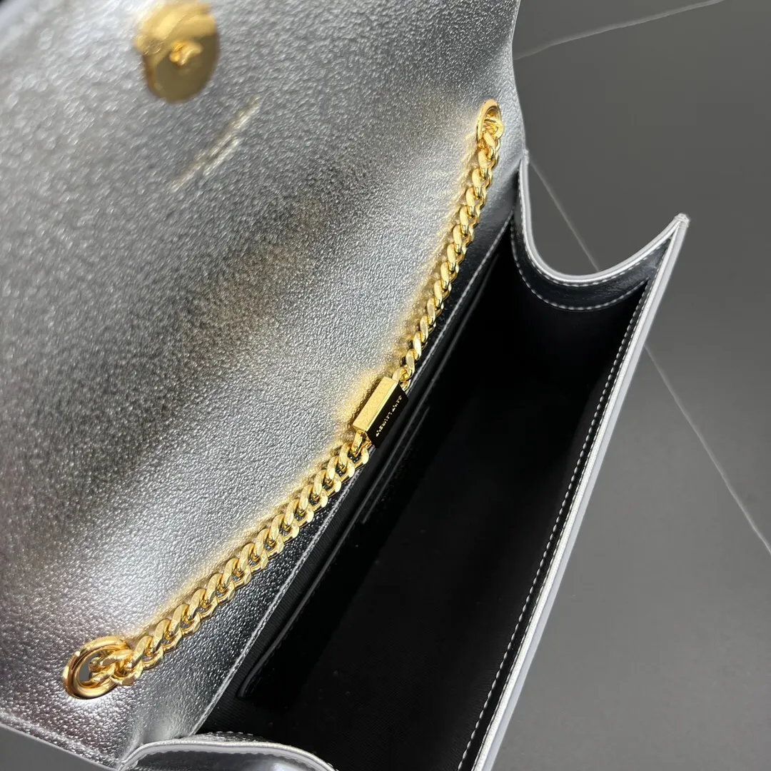 Silver Gold Chain Bag Leather Image 9 Silver Gold Chain Bag Leather Image 9
