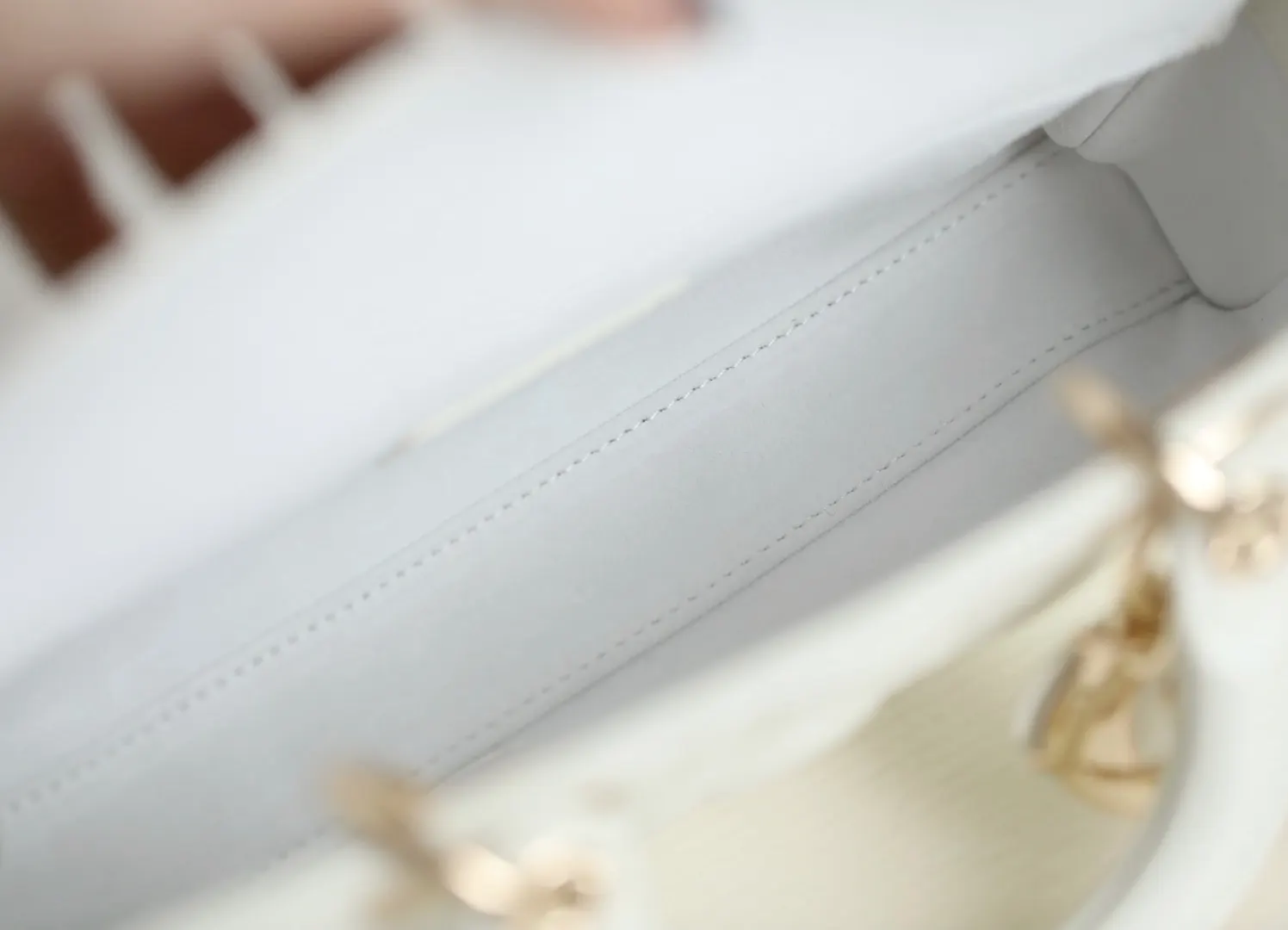 Dior Lady Dior White Canvas Handbag Image 7 Dior Lady Dior White Canvas Handbag Image 7