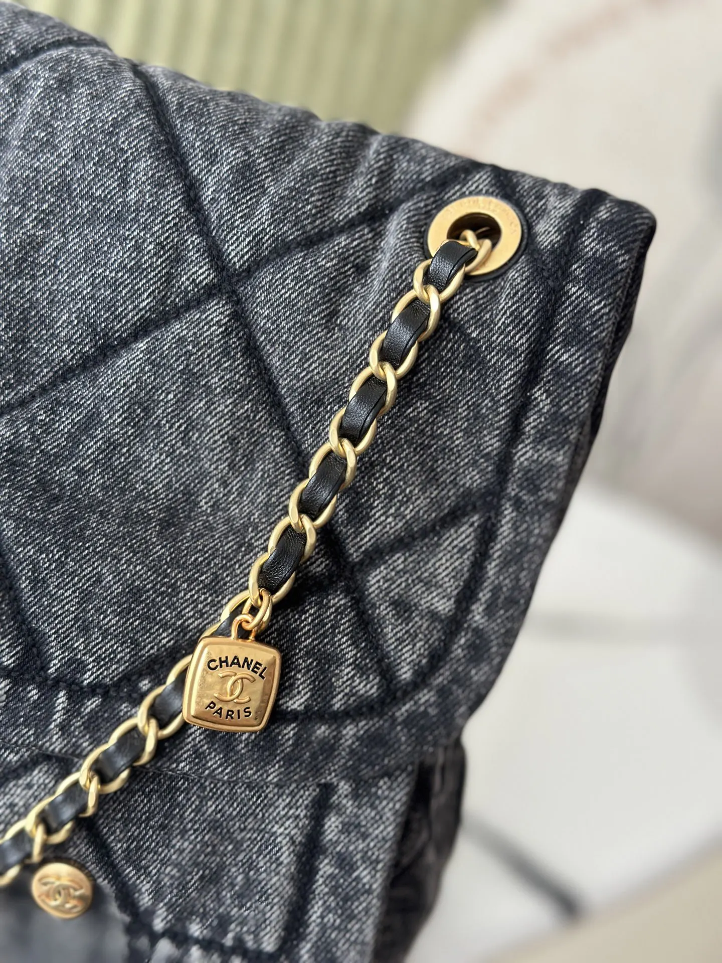 CHANEL 金色 牛仔 鏈條包 精致鏈條款