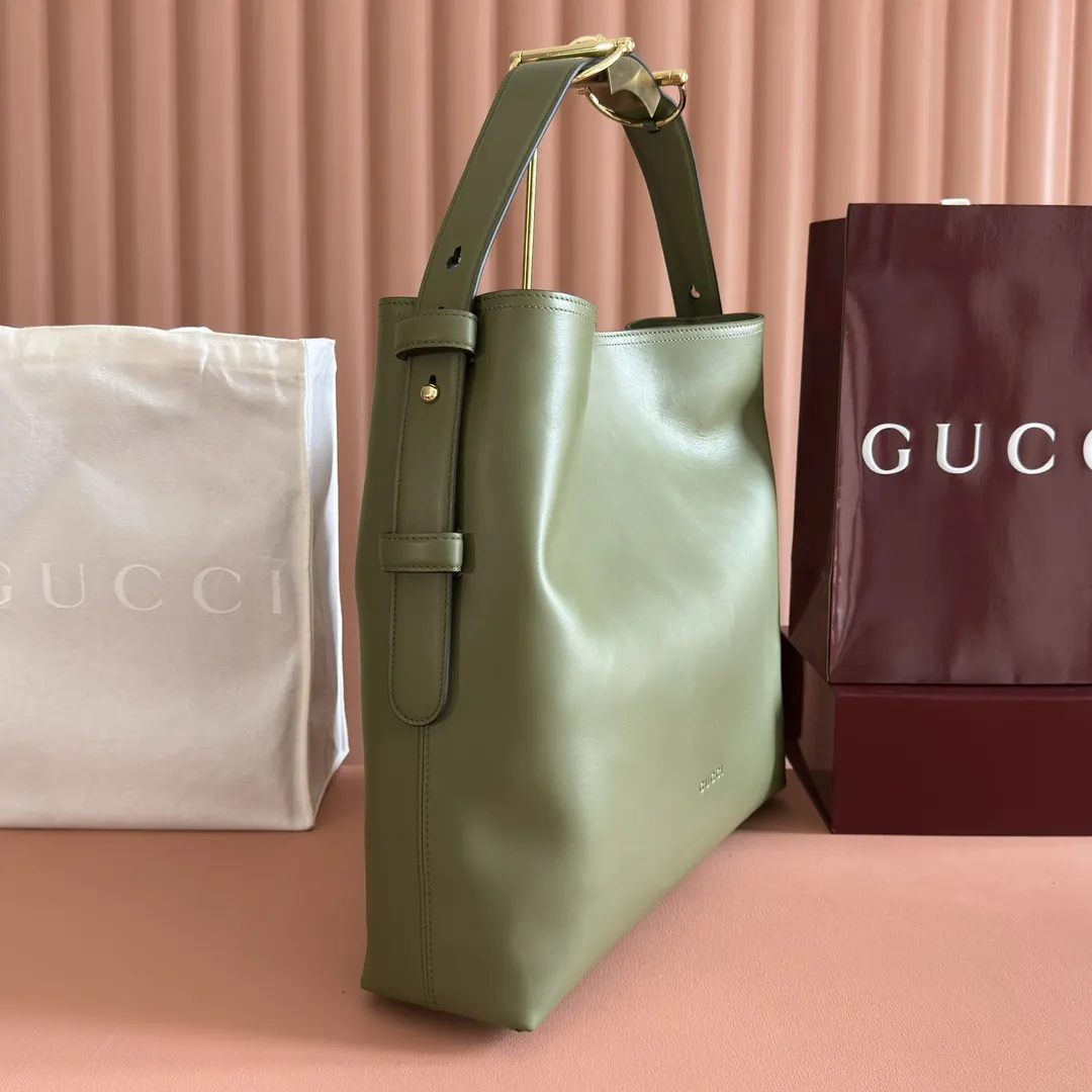 Gucci 黑色 金色 牛皮 腋下包 復古腋下背款