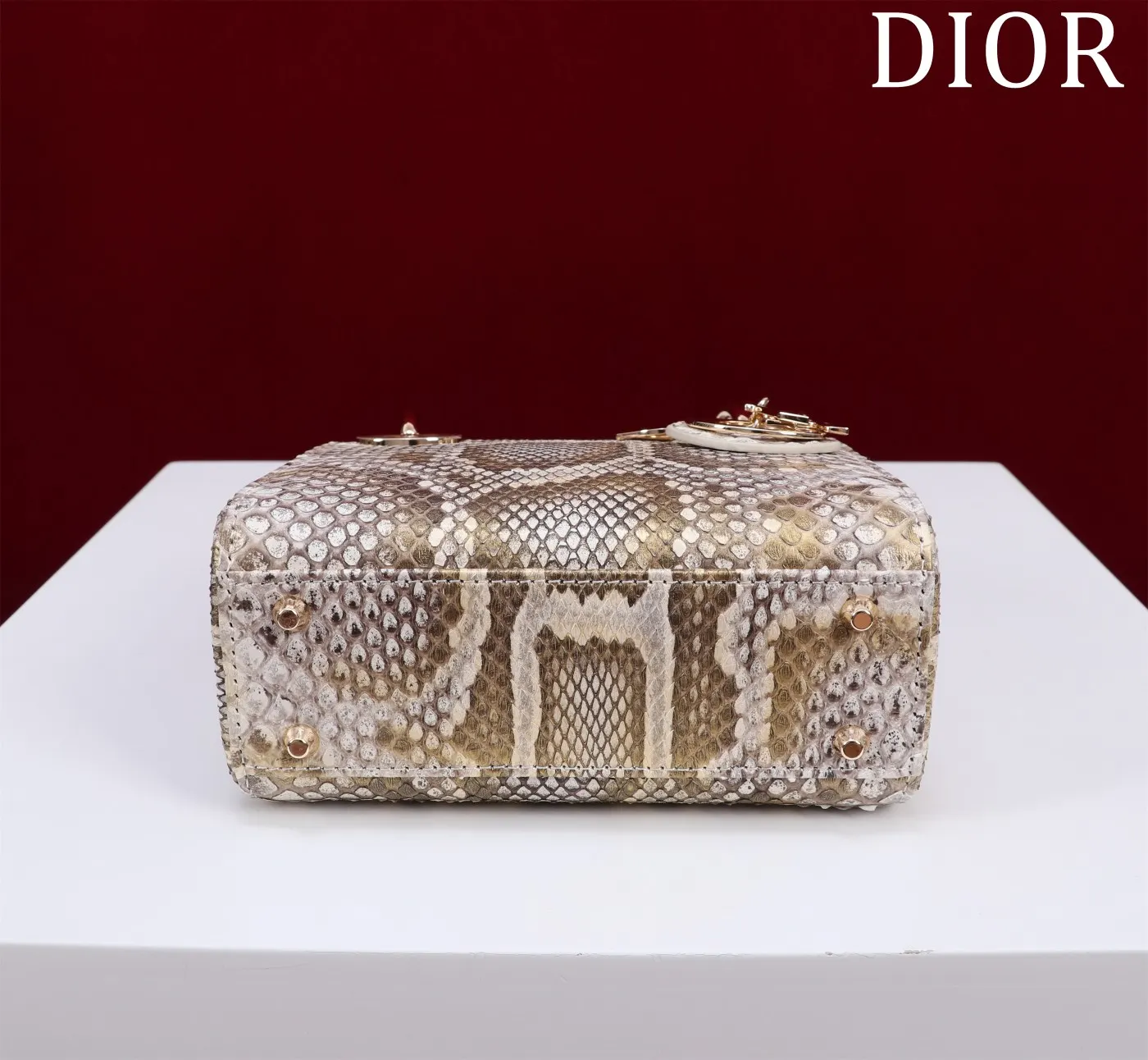 Dior Lady Dior Lady 金色藤格紋手提斜挎包 小號